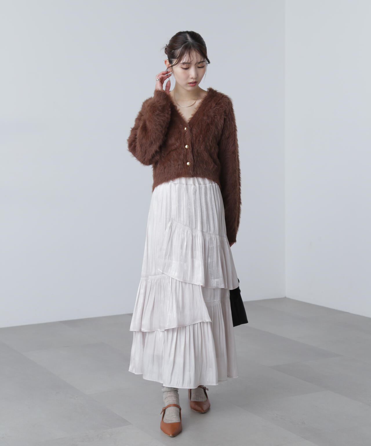 【はかな企画】金ボタンロングシャギーニットカーディガン〈ＭＦＭ〉