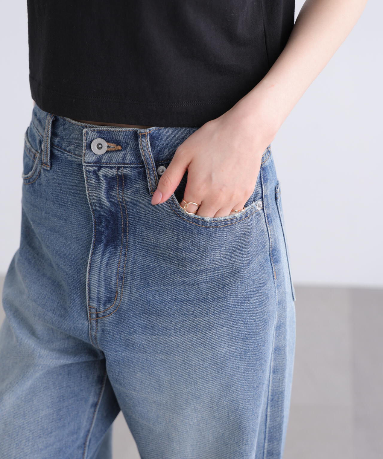 [低身長サイズ/Sシリーズ]クラッシュレースデニムパンツ