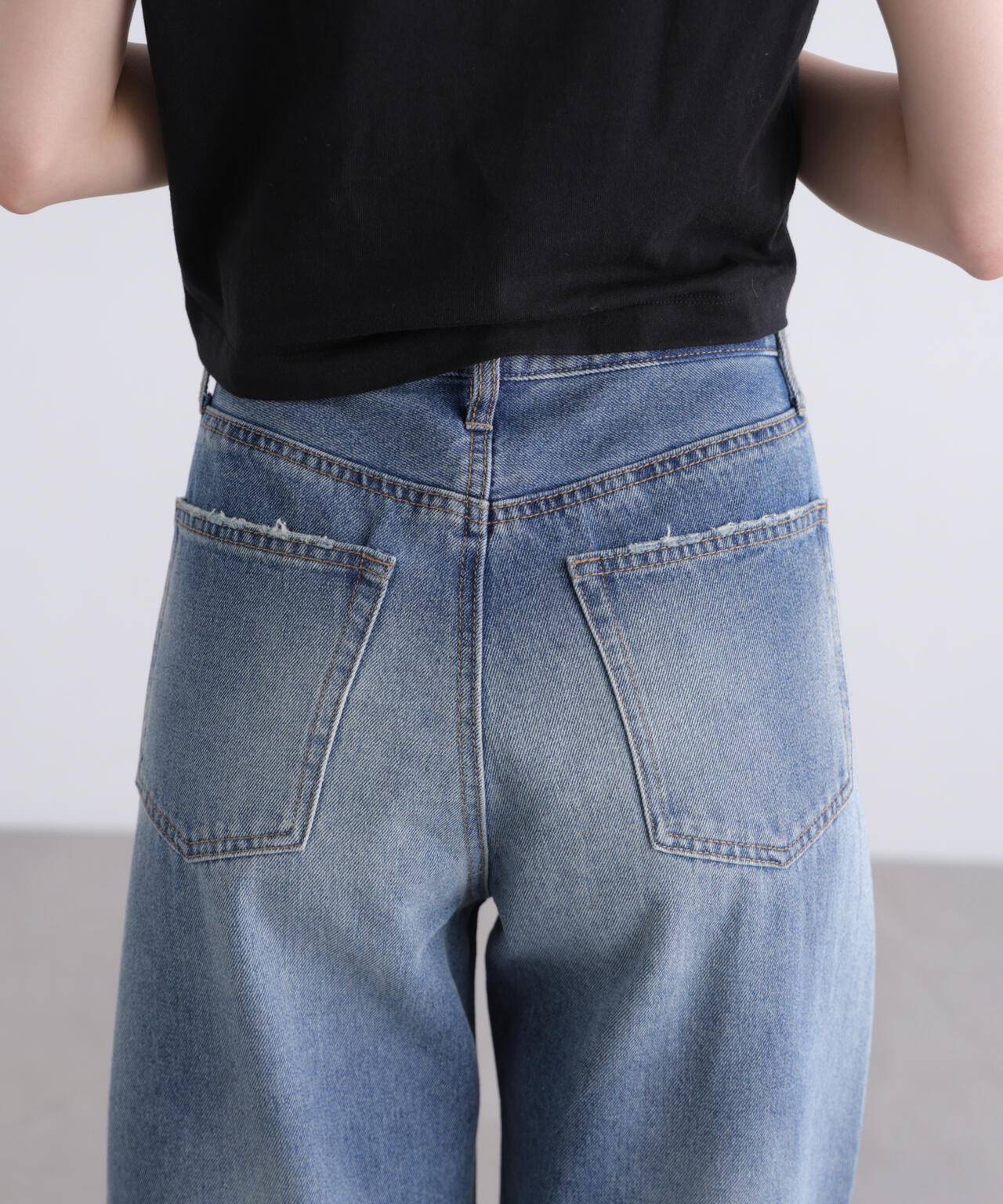 [低身長サイズ/Sシリーズ]クラッシュレースデニムパンツ