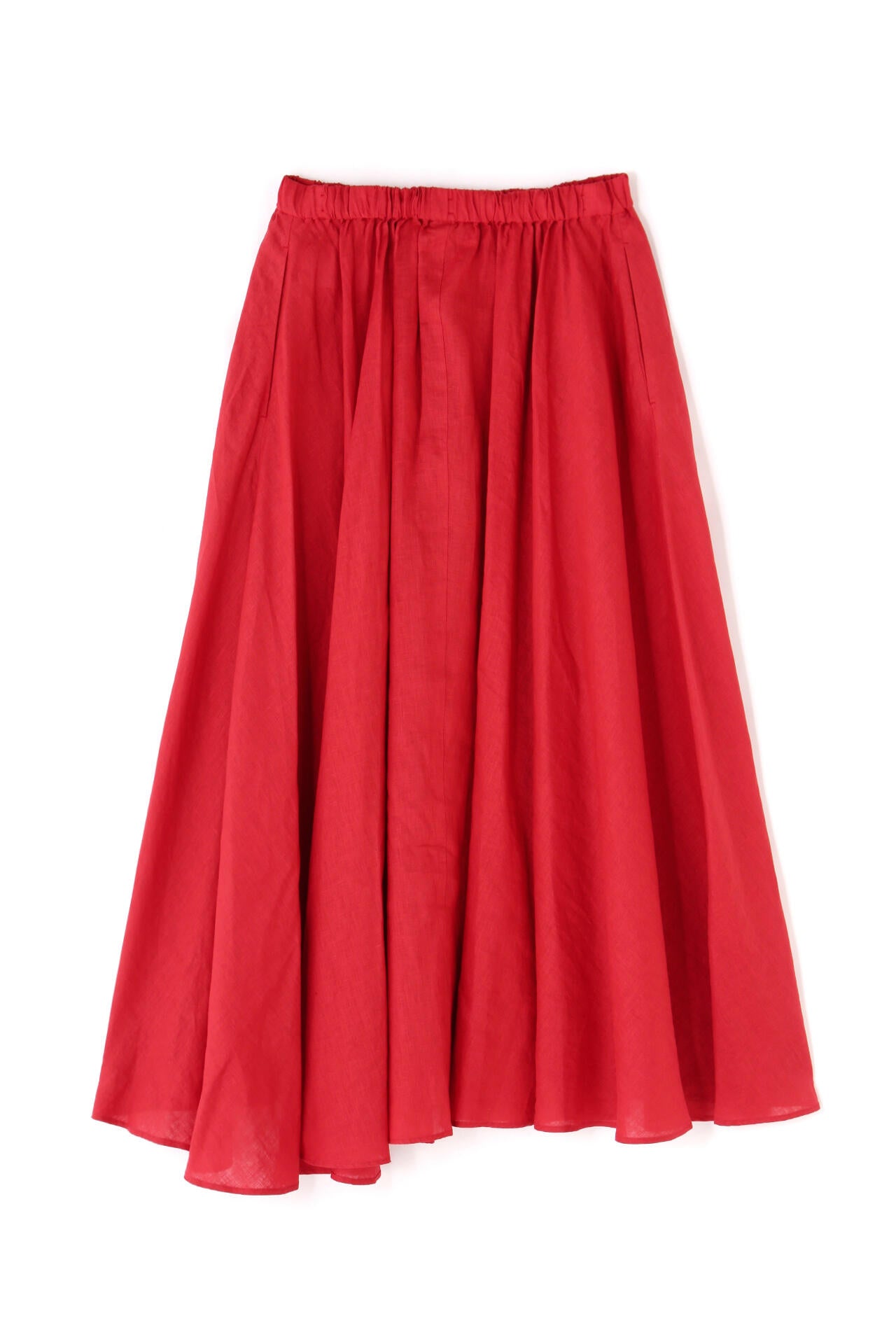 ATON / NATURAL DYED LINEN LAWN GATHERED SKIRT
