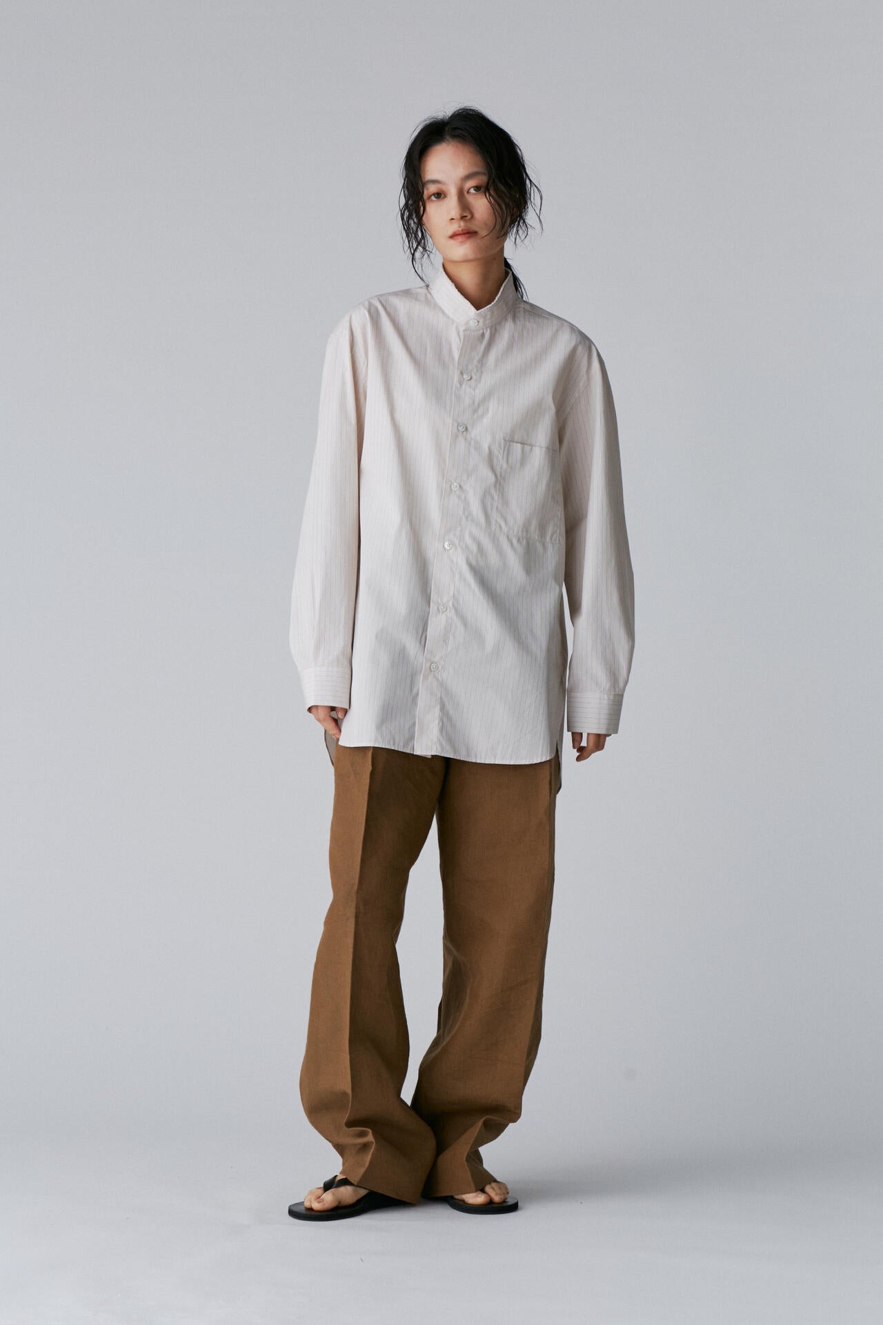 Cristaseya / HANDMADE MAO SHIRT WITH FRINGED COLLAR
