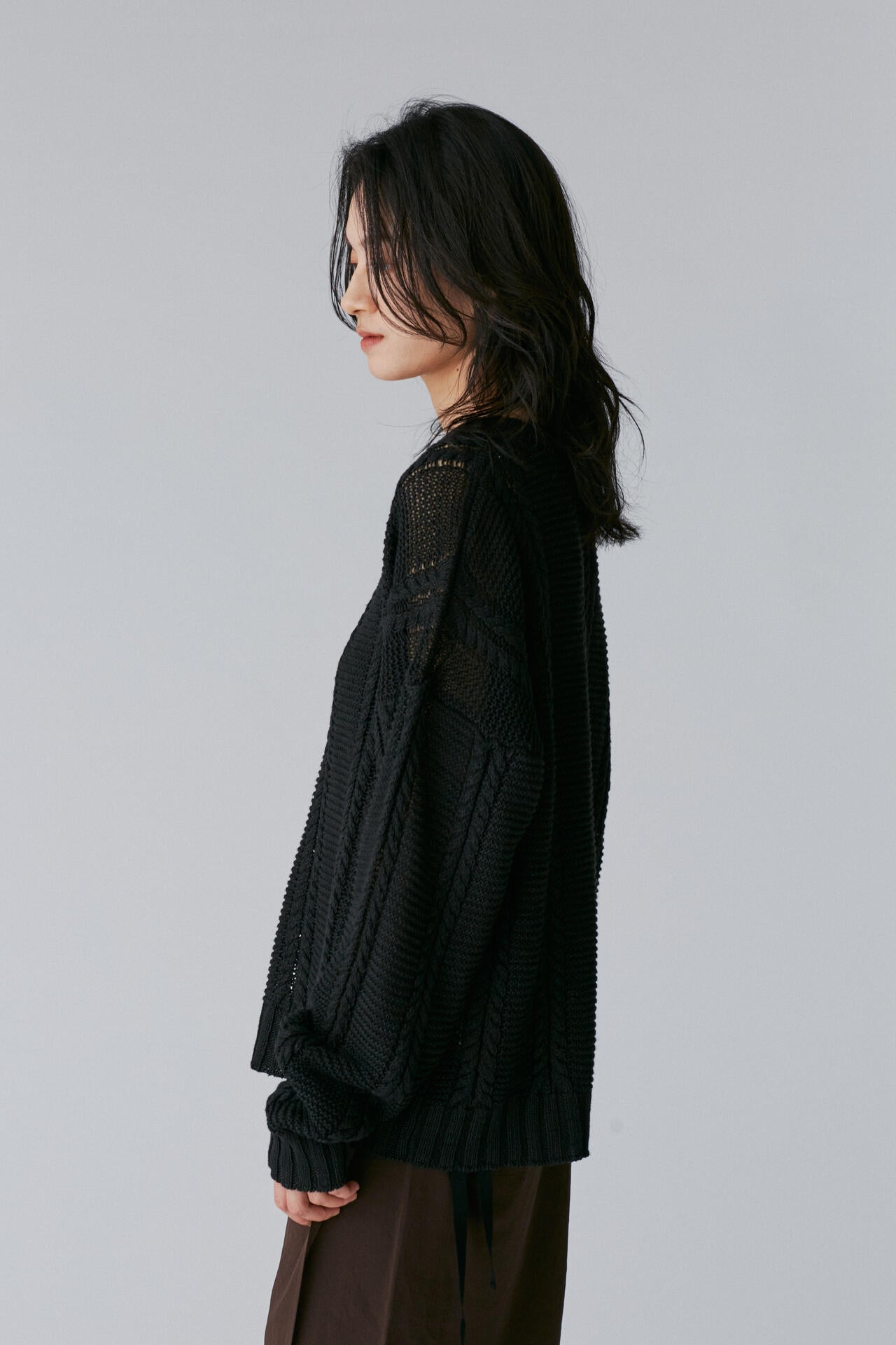 Cristaseya / LINEN CABLE KNIT SWEATER