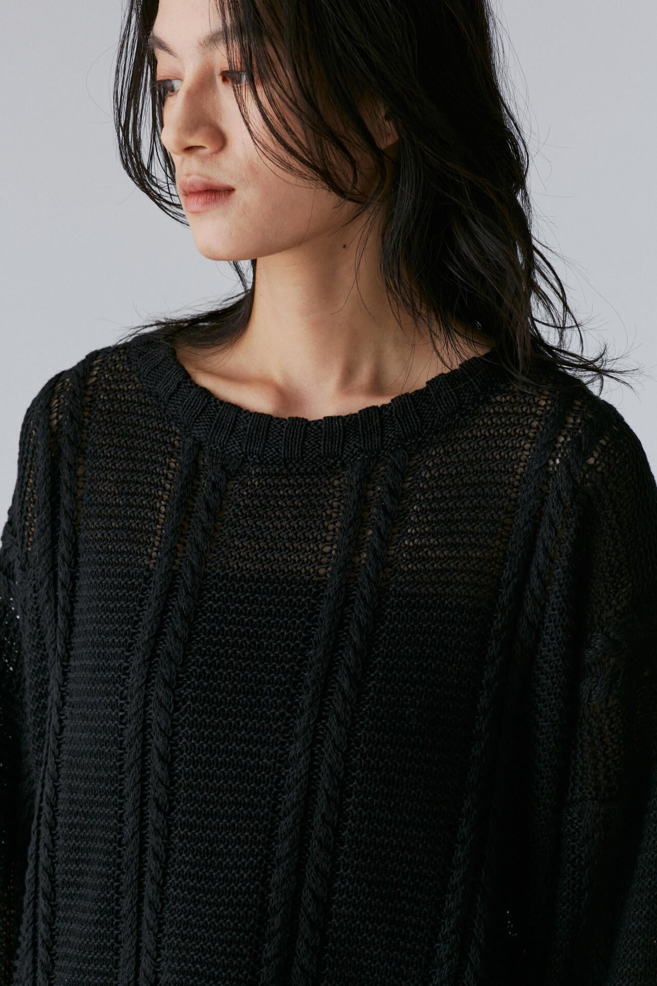 Cristaseya / LINEN CABLE KNIT SWEATER