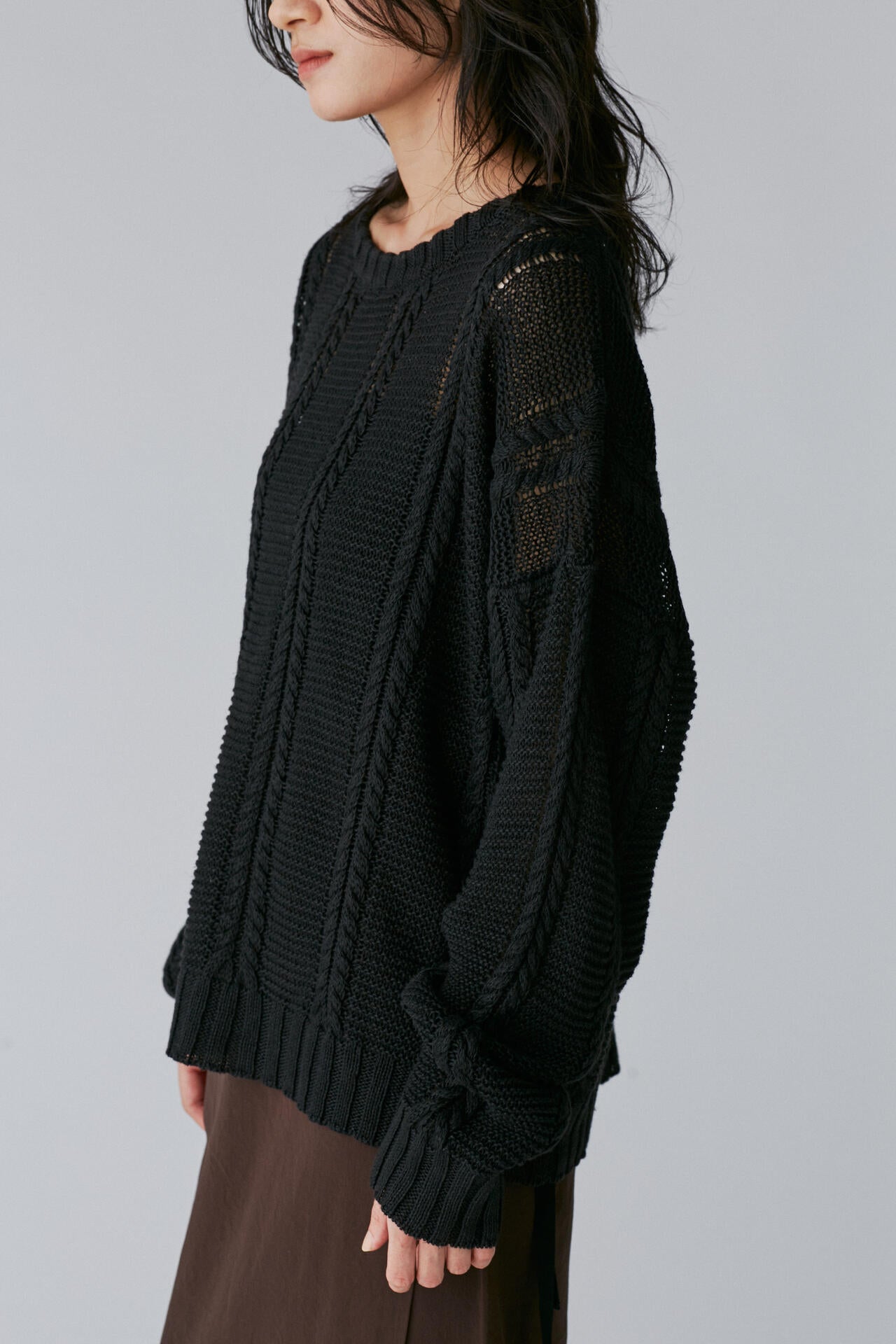 Cristaseya / LINEN CABLE KNIT SWEATER