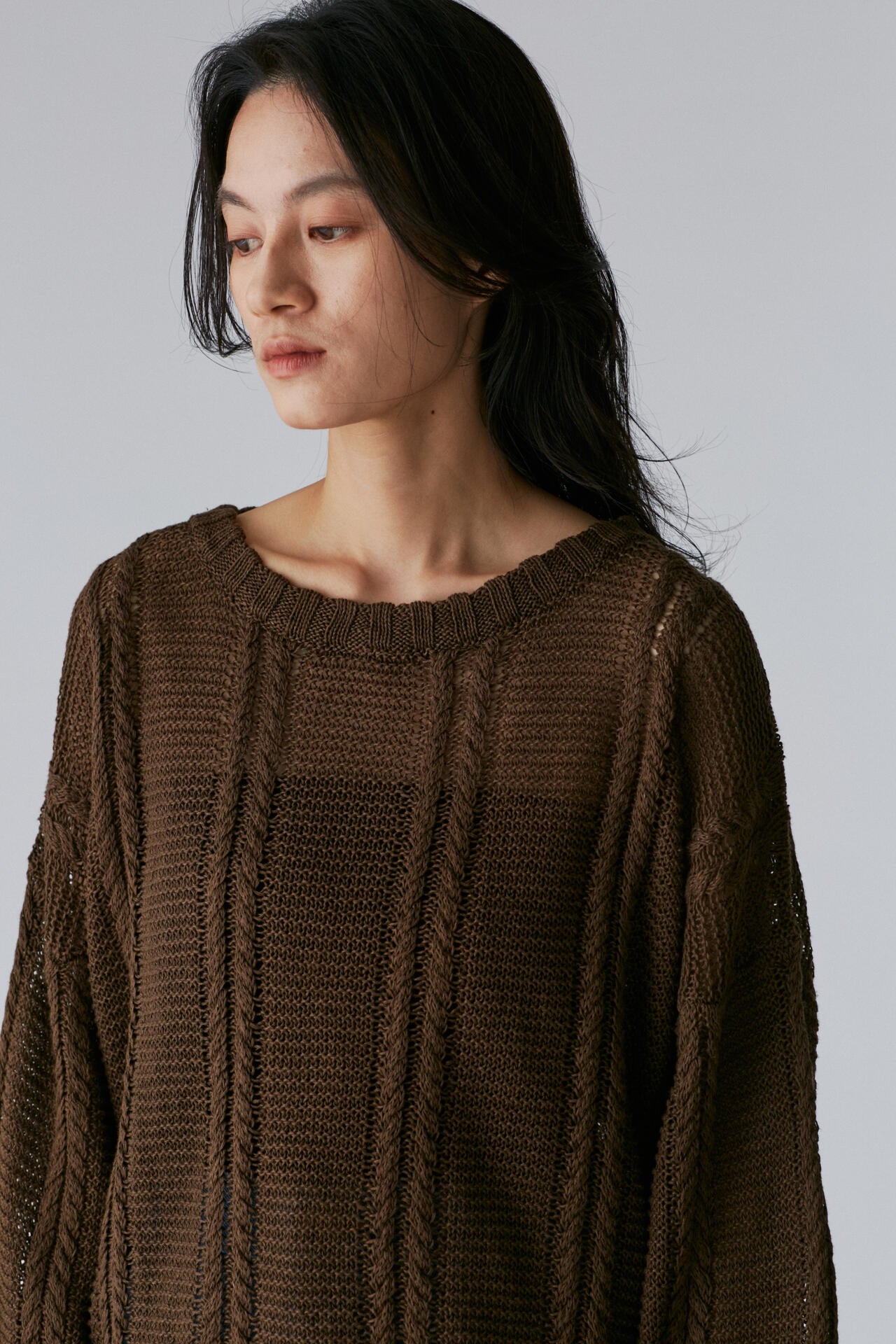 Cristaseya / LINEN CABLE KNIT SWEATER