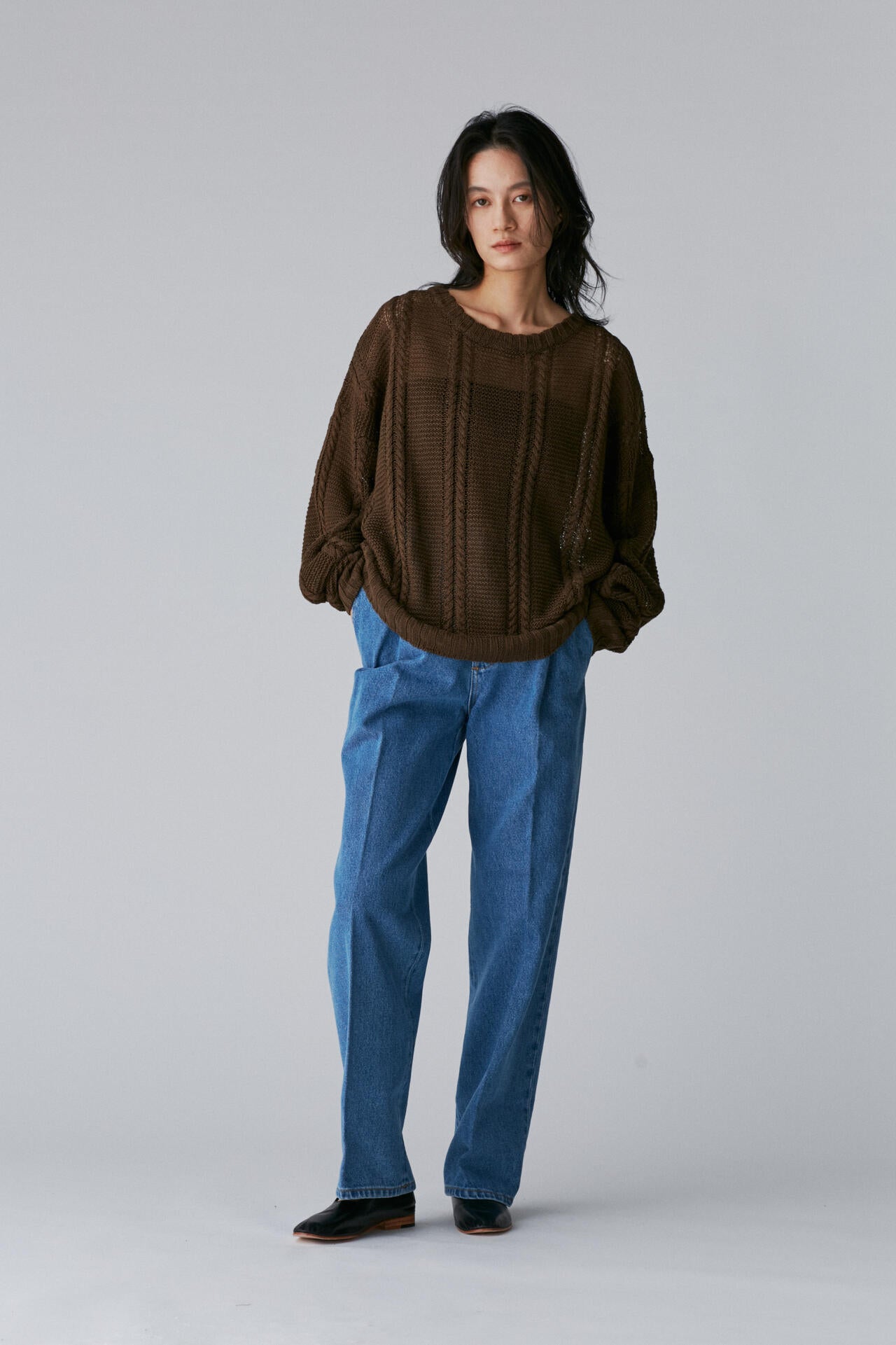 Cristaseya / LINEN CABLE KNIT SWEATER