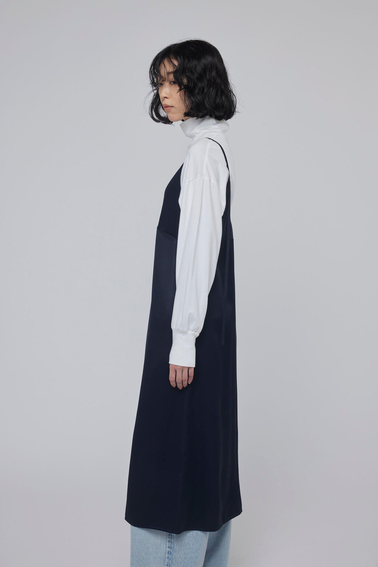 STUDIO NICHOLSON / CREPE BK VISC SATIN SLIP DRESS