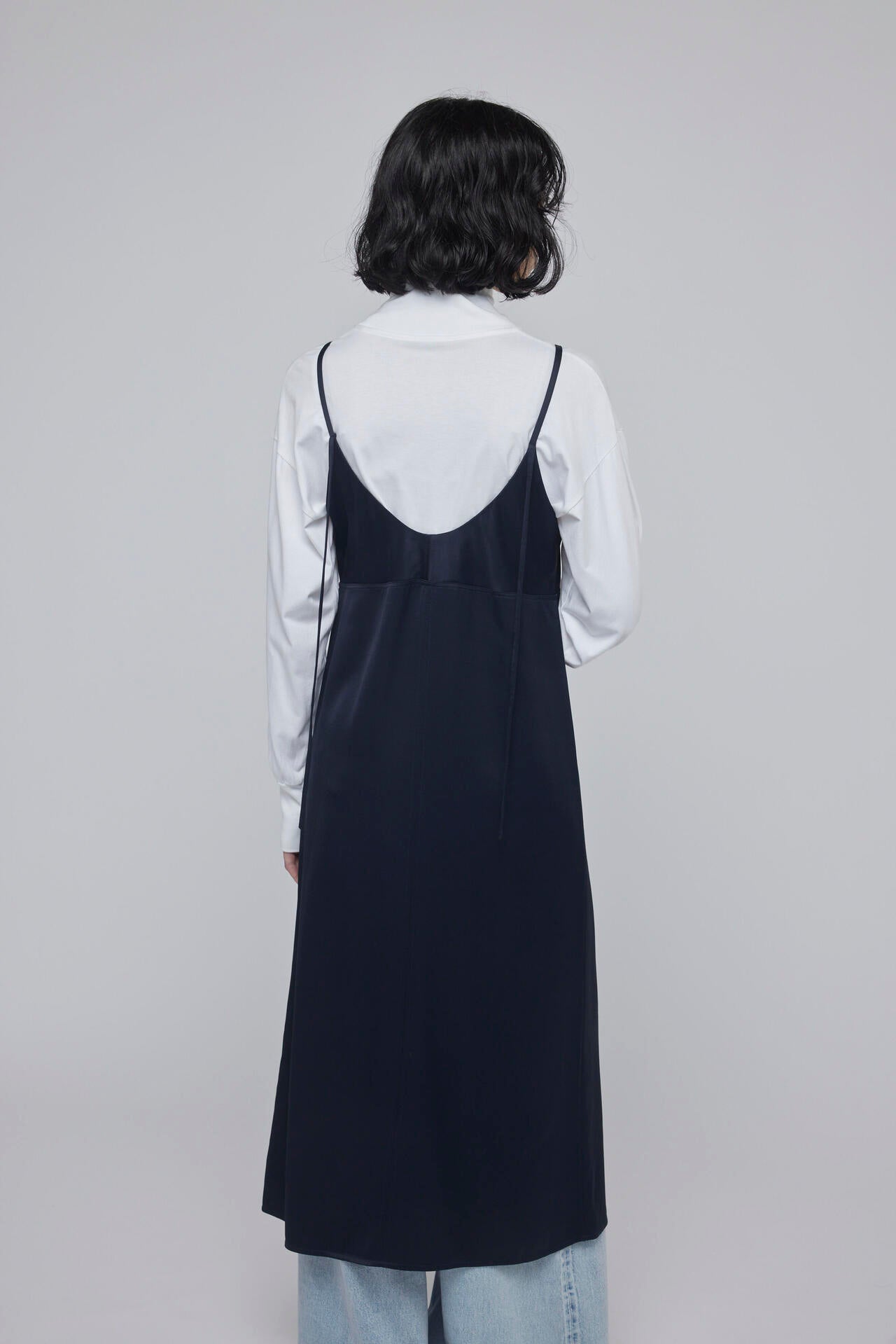 STUDIO NICHOLSON / CREPE BK VISC SATIN SLIP DRESS