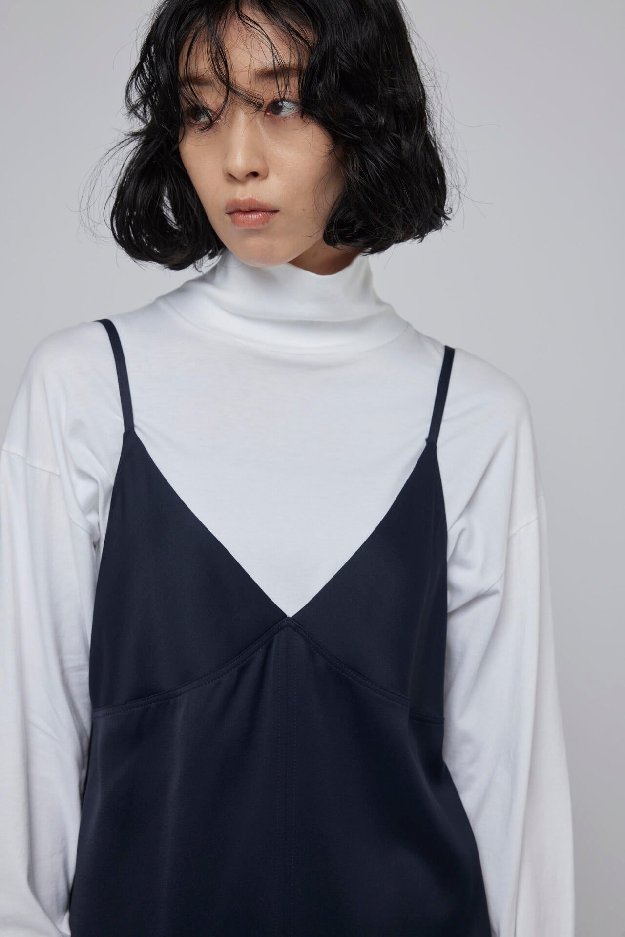 STUDIO NICHOLSON / CREPE BK VISC SATIN SLIP DRESS