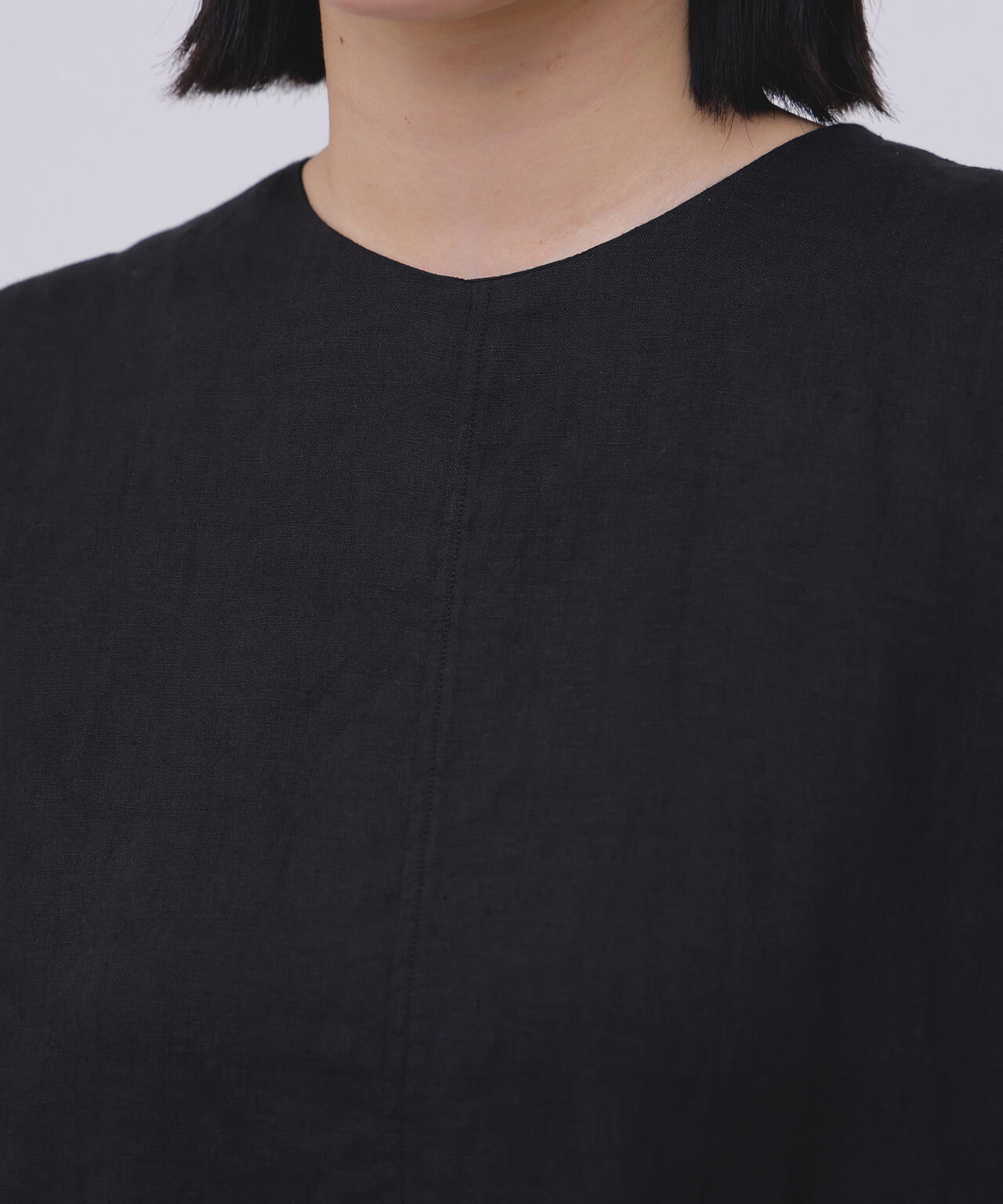 ATON / NATURAL DYED LINEN LAWN TUCKED DRESS