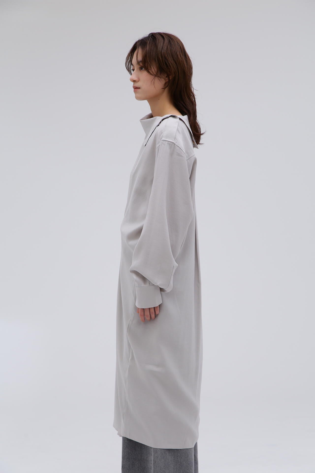 STUDIO NICHOLSON / MODAL HABOTAI ASSYMETRIC FOLD FRONT DRESS