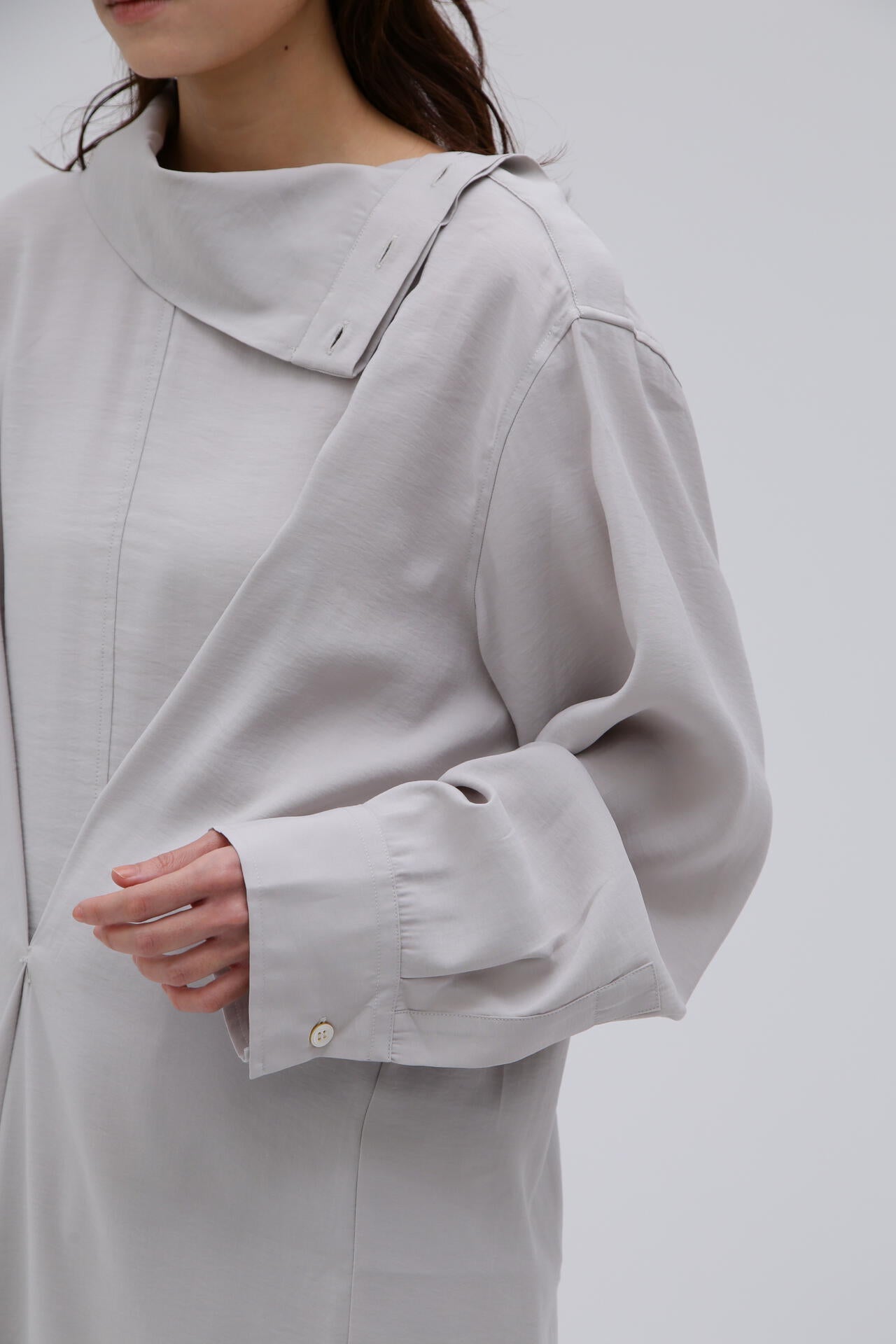 STUDIO NICHOLSON / MODAL HABOTAI ASSYMETRIC FOLD FRONT DRESS