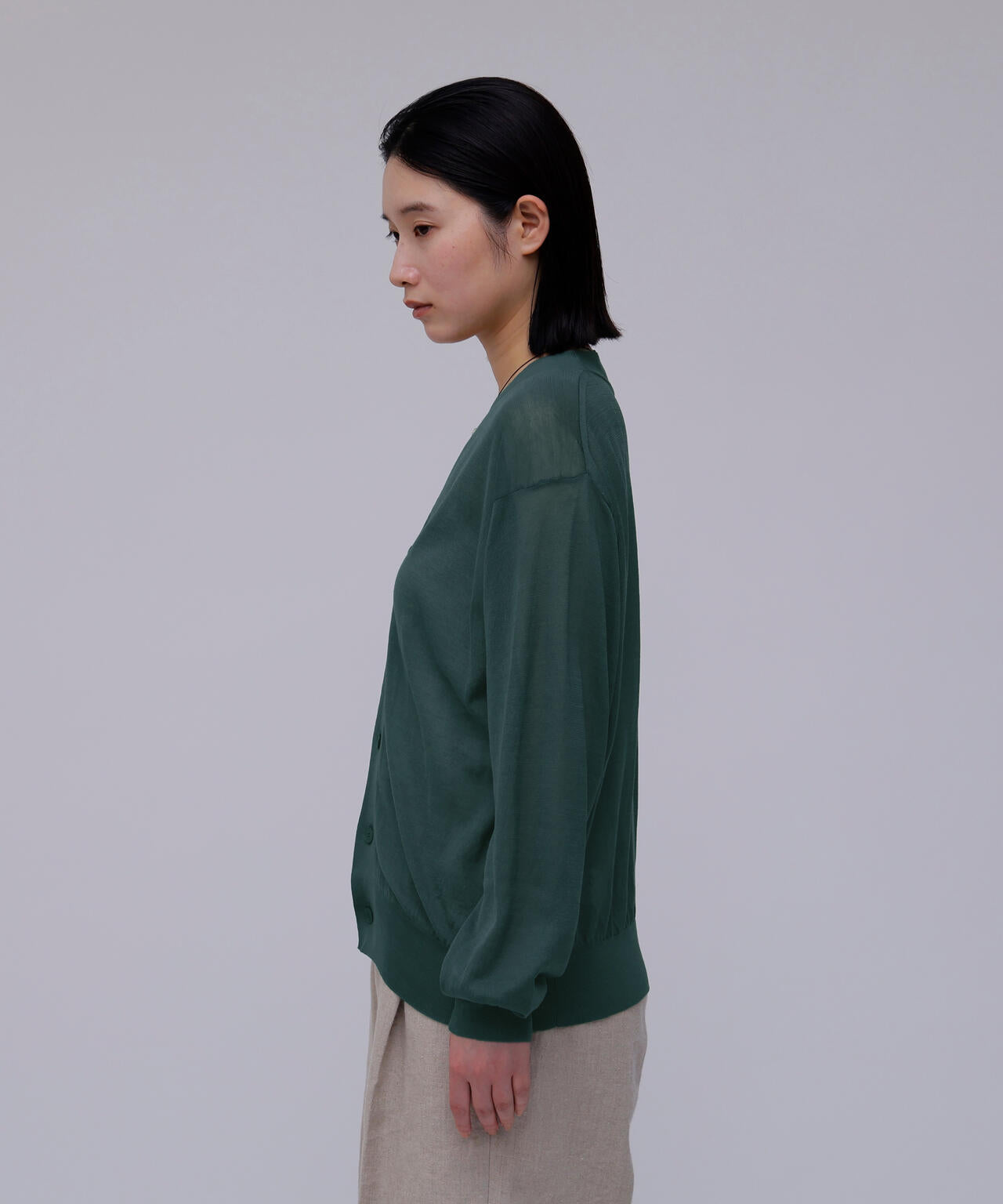 ATON / COMPACT COTTON V-NECK KNIT CARDIGAN