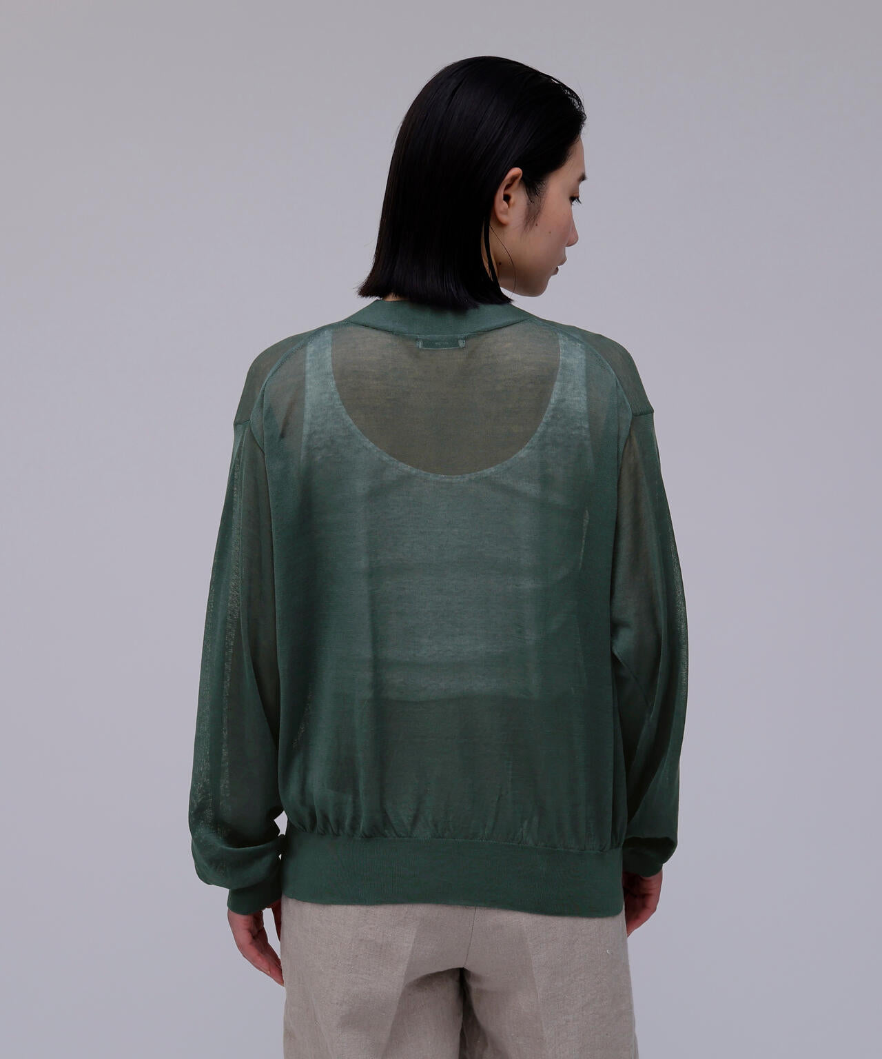 ATON / COMPACT COTTON V-NECK KNIT CARDIGAN