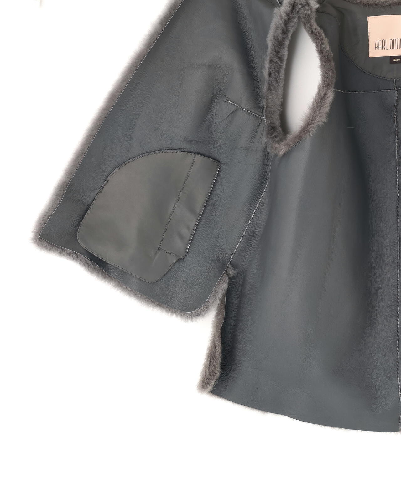 KARL DONOGHUE / CASHMERE & FEATHER SHEARLING TRAPEZE GILET