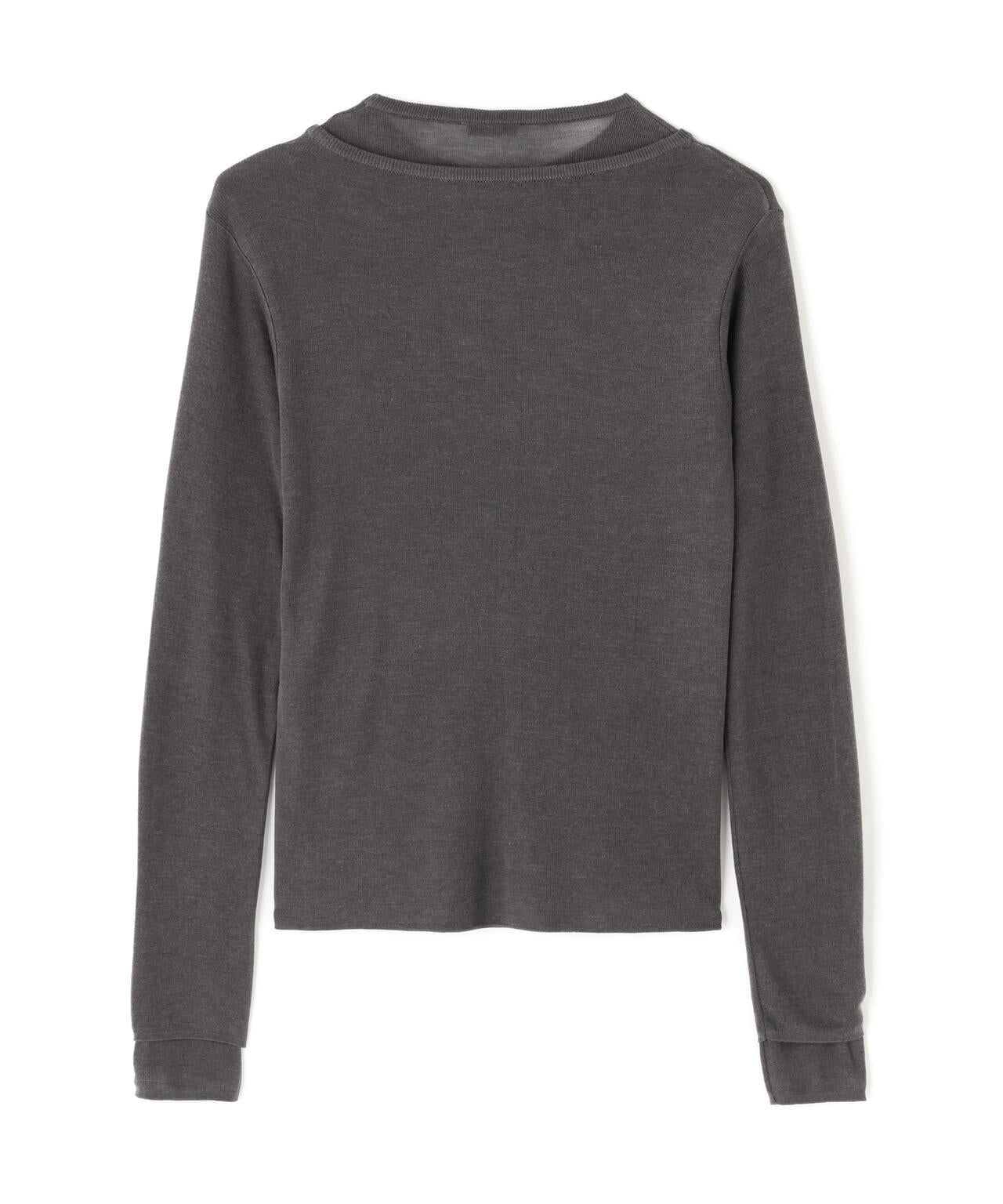 ATON / TENCEL SILK CIRCULER RIB CREW&CREW LAYERED