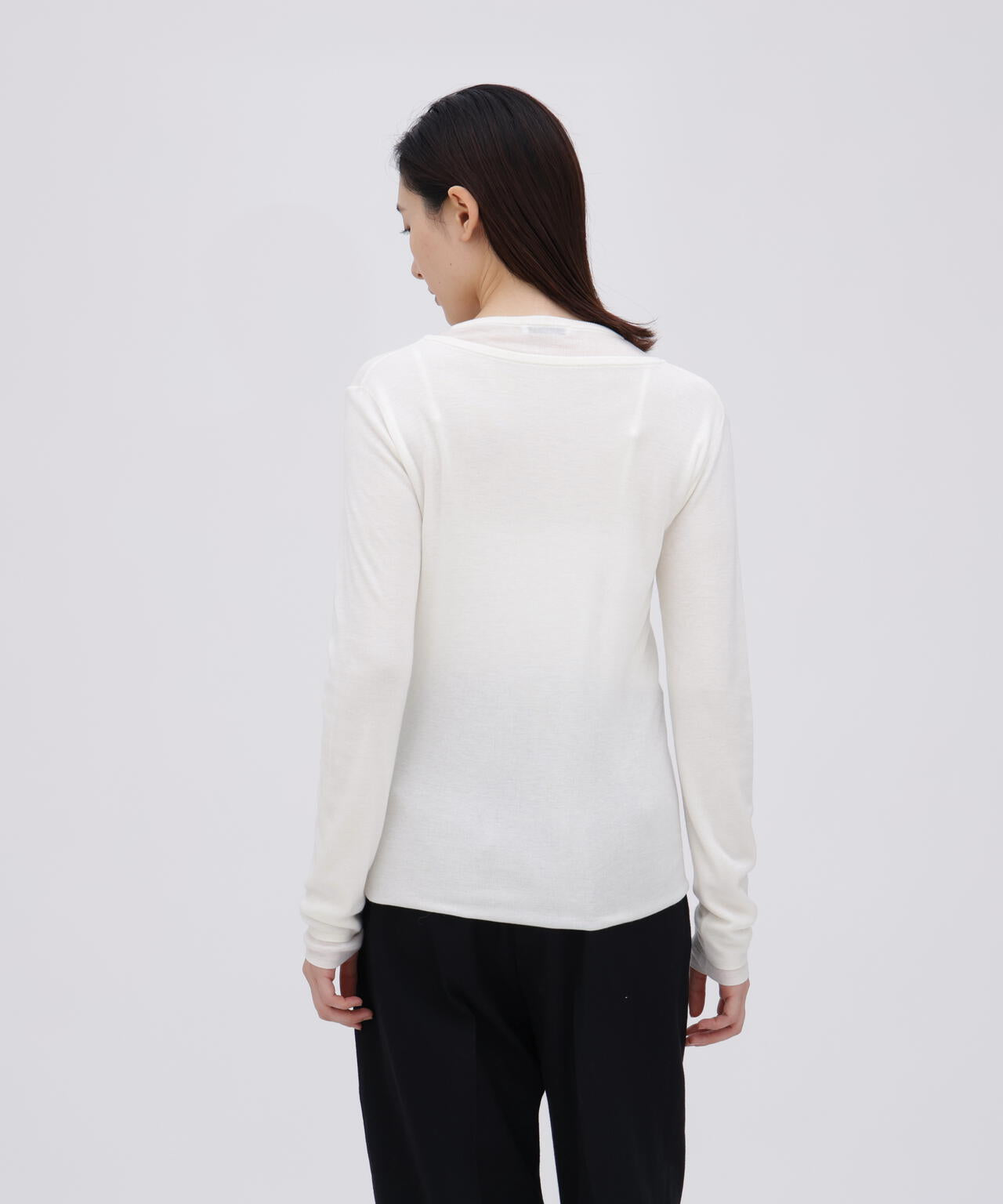 ATON / TENCEL SILK CIRCULER RIB CREW&CREW LAYERED
