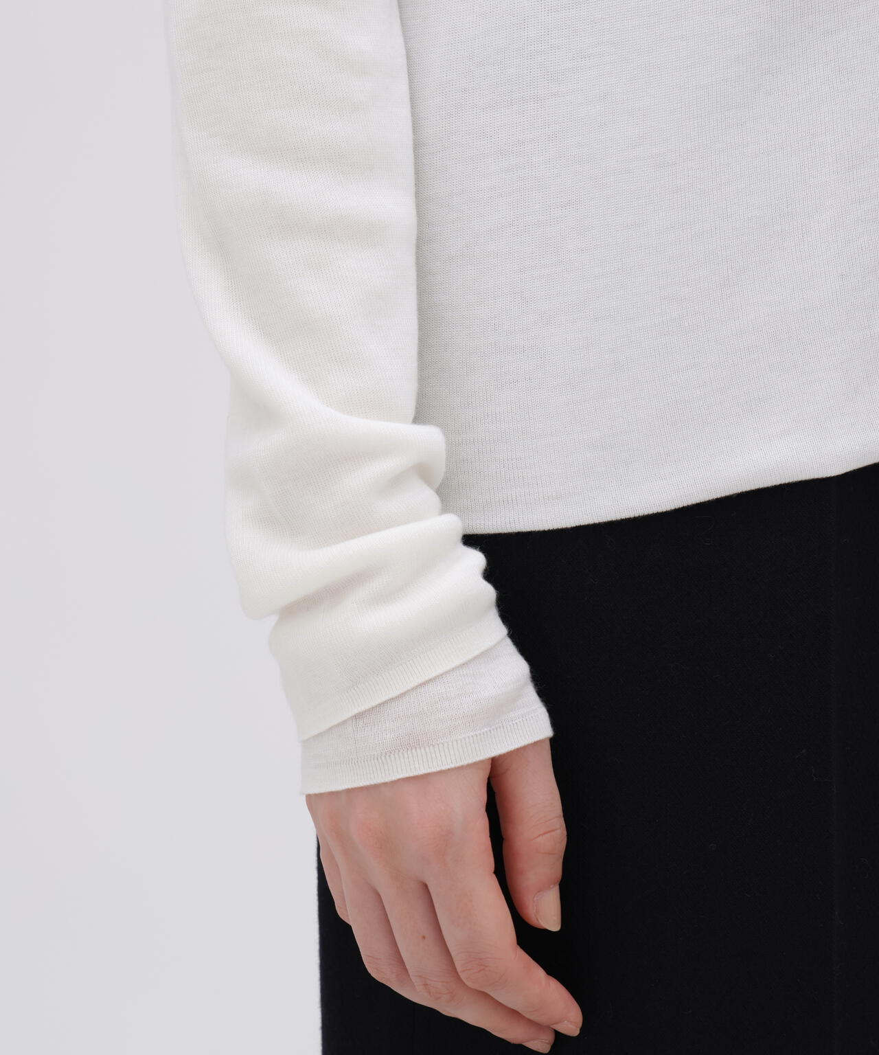 ATON / TENCEL SILK CIRCULER RIB CREW&CREW LAYERED