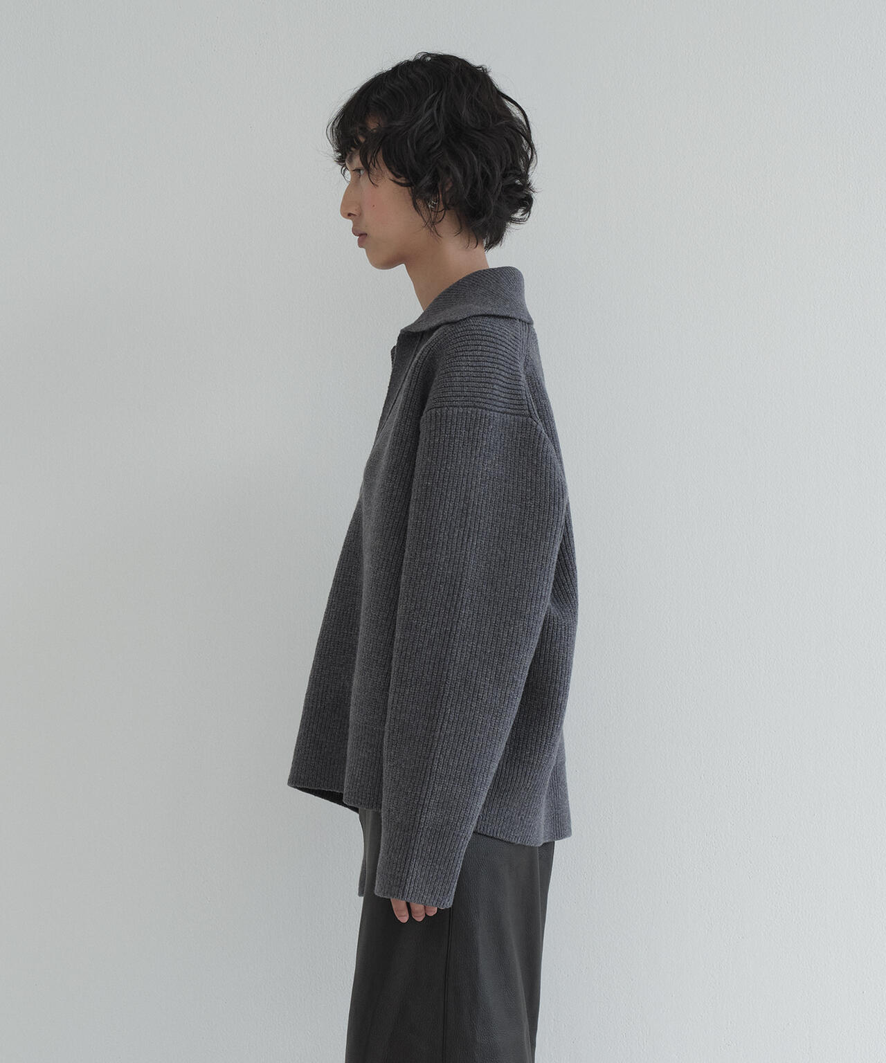 [別注]STUDIO NICHOLSON / LAMBSWOOL RIB POLO COLLAR JUMPER
