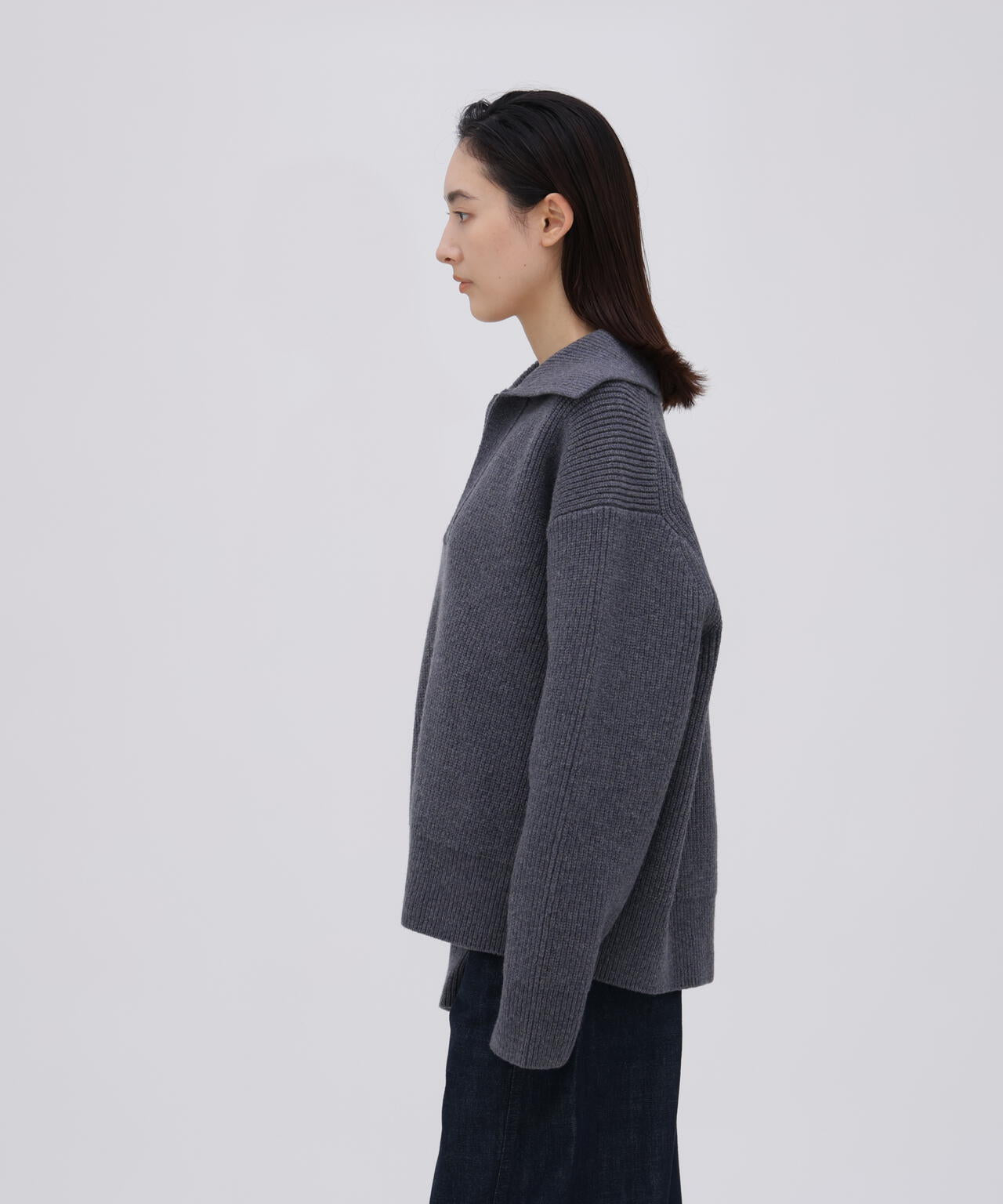 [別注]STUDIO NICHOLSON / LAMBSWOOL RIB POLO COLLAR JUMPER