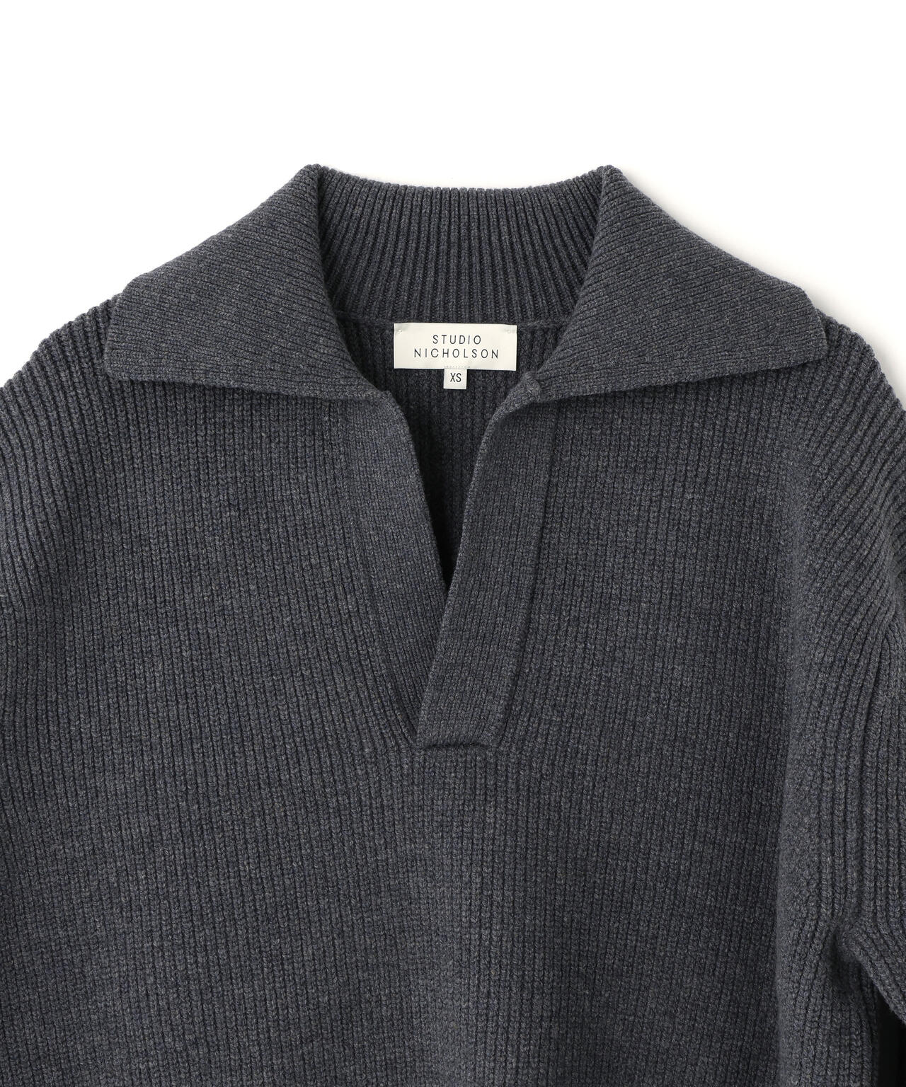 [別注]STUDIO NICHOLSON / LAMBSWOOL RIB POLO COLLAR JUMPER