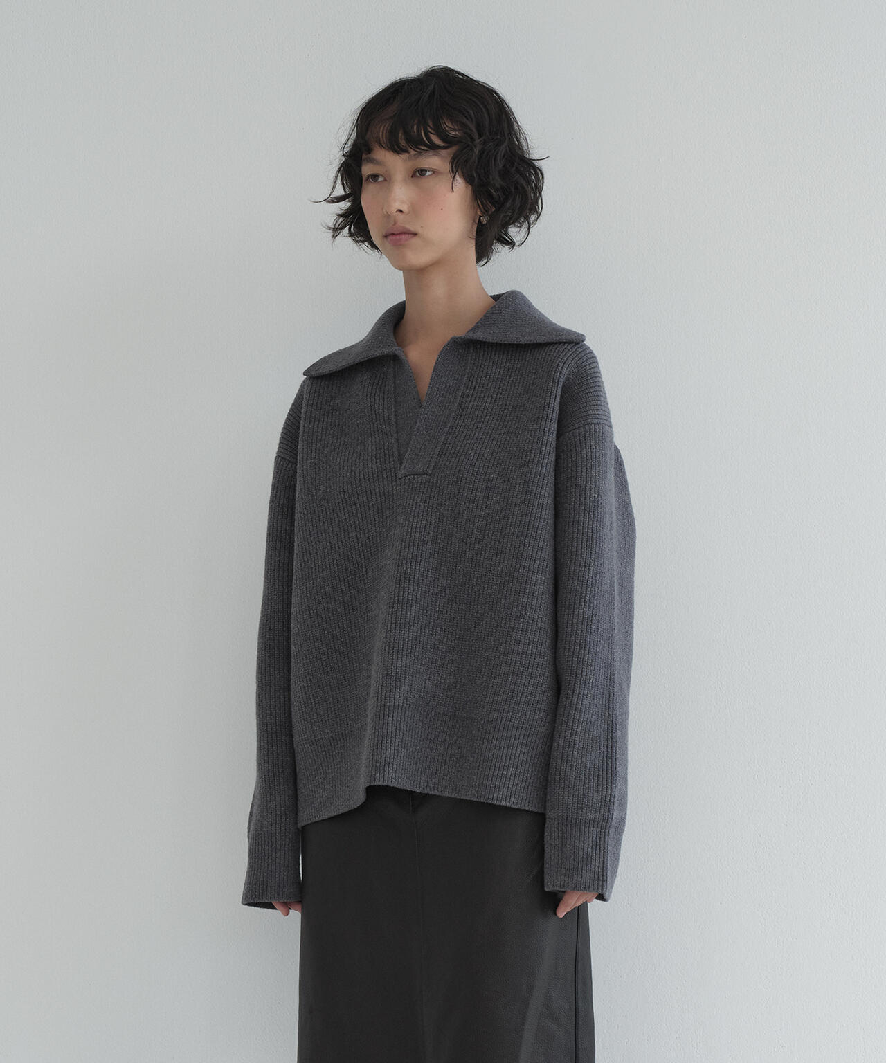 [別注]STUDIO NICHOLSON / LAMBSWOOL RIB POLO COLLAR JUMPER