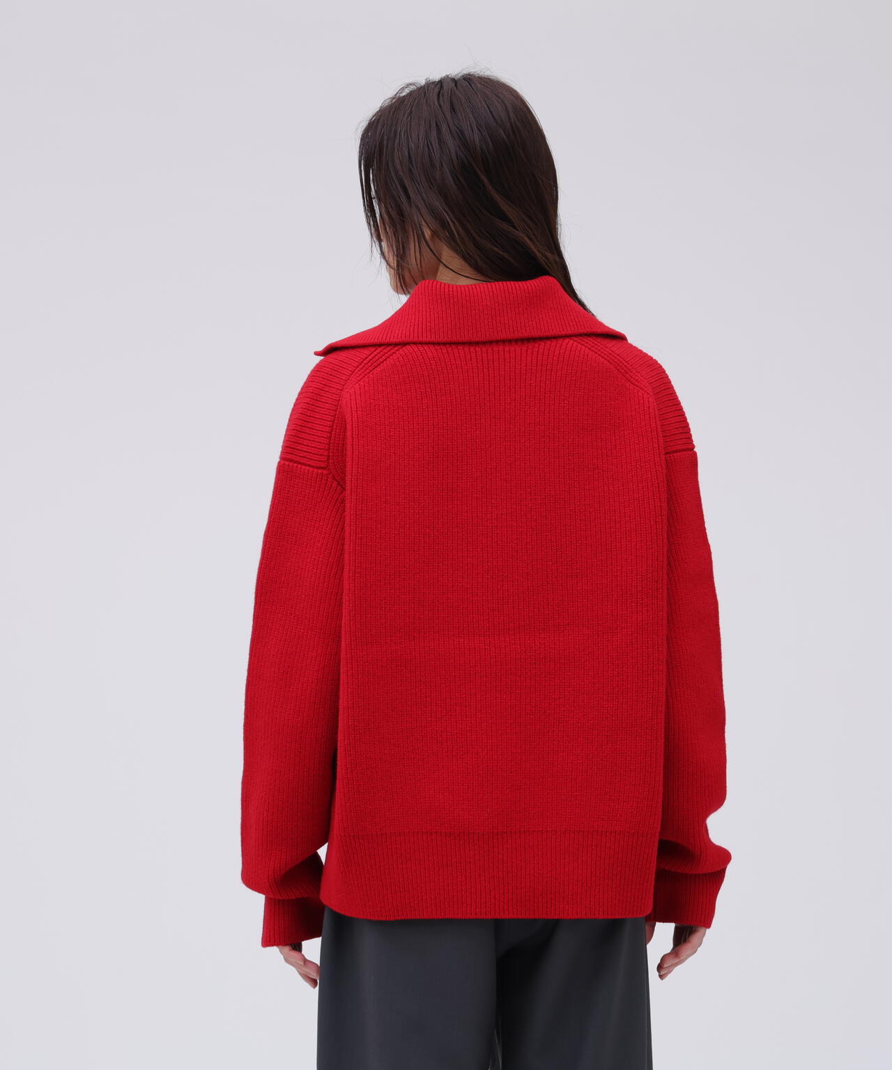 STUDIO NICHOLSON / LAMBSWOOL RIB POLO COLLAR JUMPER