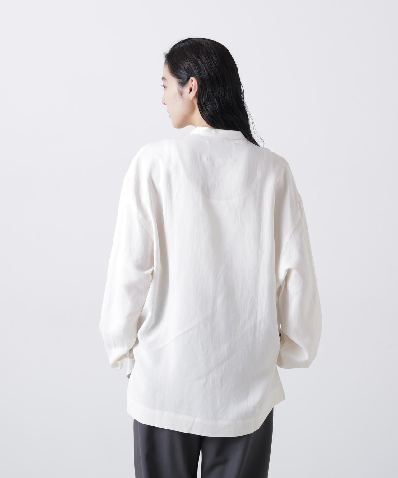 STUDIO NICHOLSON / VINTAGE SOFT LINEN UNISEX GRANDAD COLLAR SHIRT