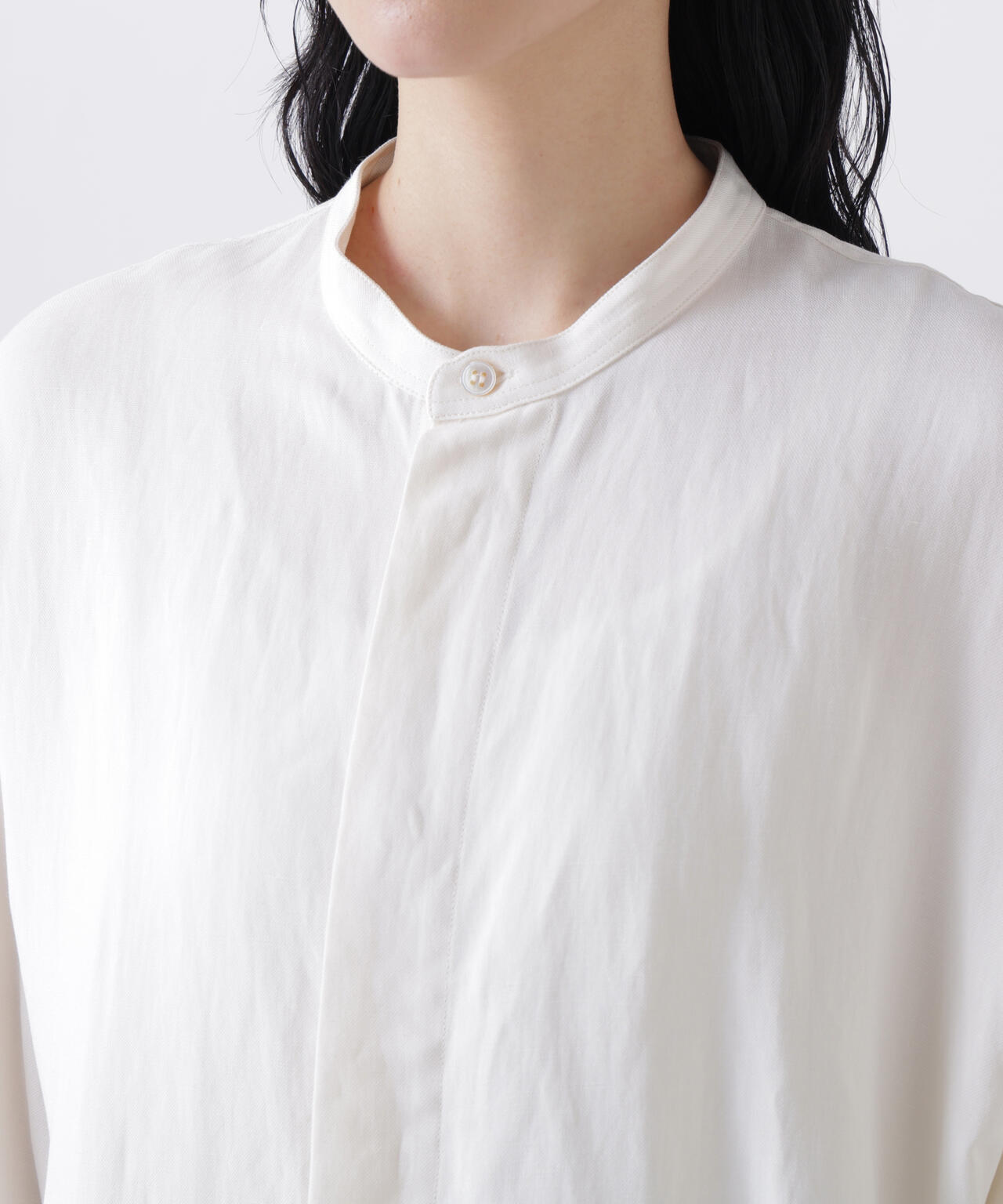 STUDIO NICHOLSON / VINTAGE SOFT LINEN UNISEX GRANDAD COLLAR SHIRT