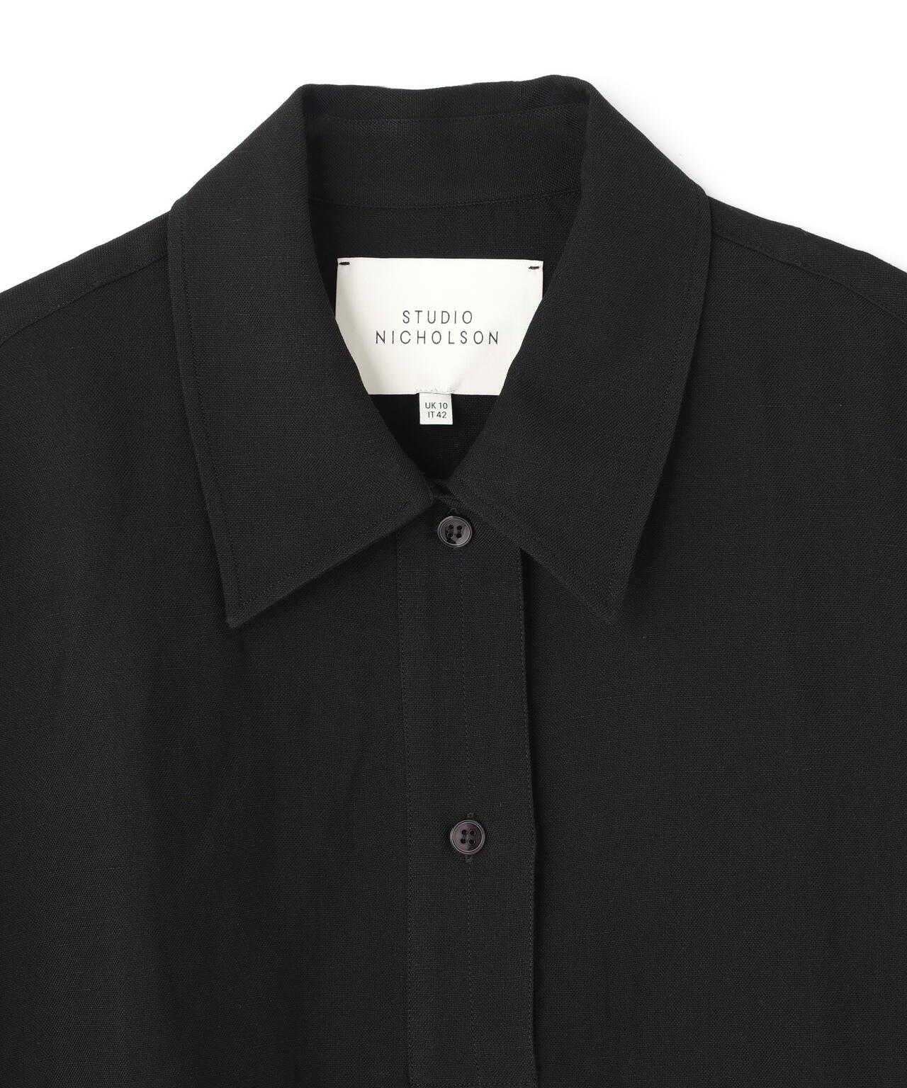 STUDIO NICHOLSON / VINTAGE SOFT LINEN HALF PLACKET SHORT SLEEVE SHIRT