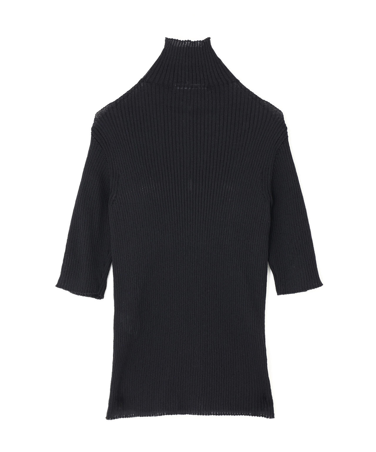 IRENISA / HALF-SLEEVED RIB KNIT PULLOVER