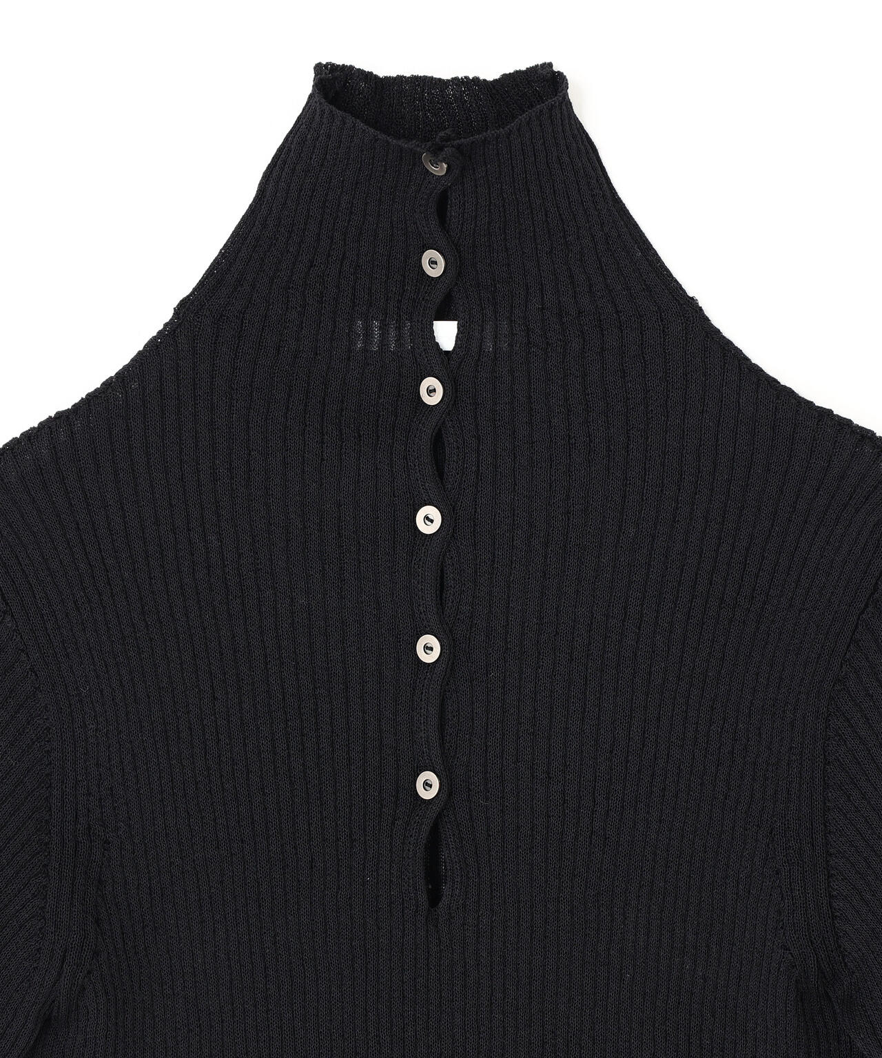 IRENISA / HALF-SLEEVED RIB KNIT PULLOVER