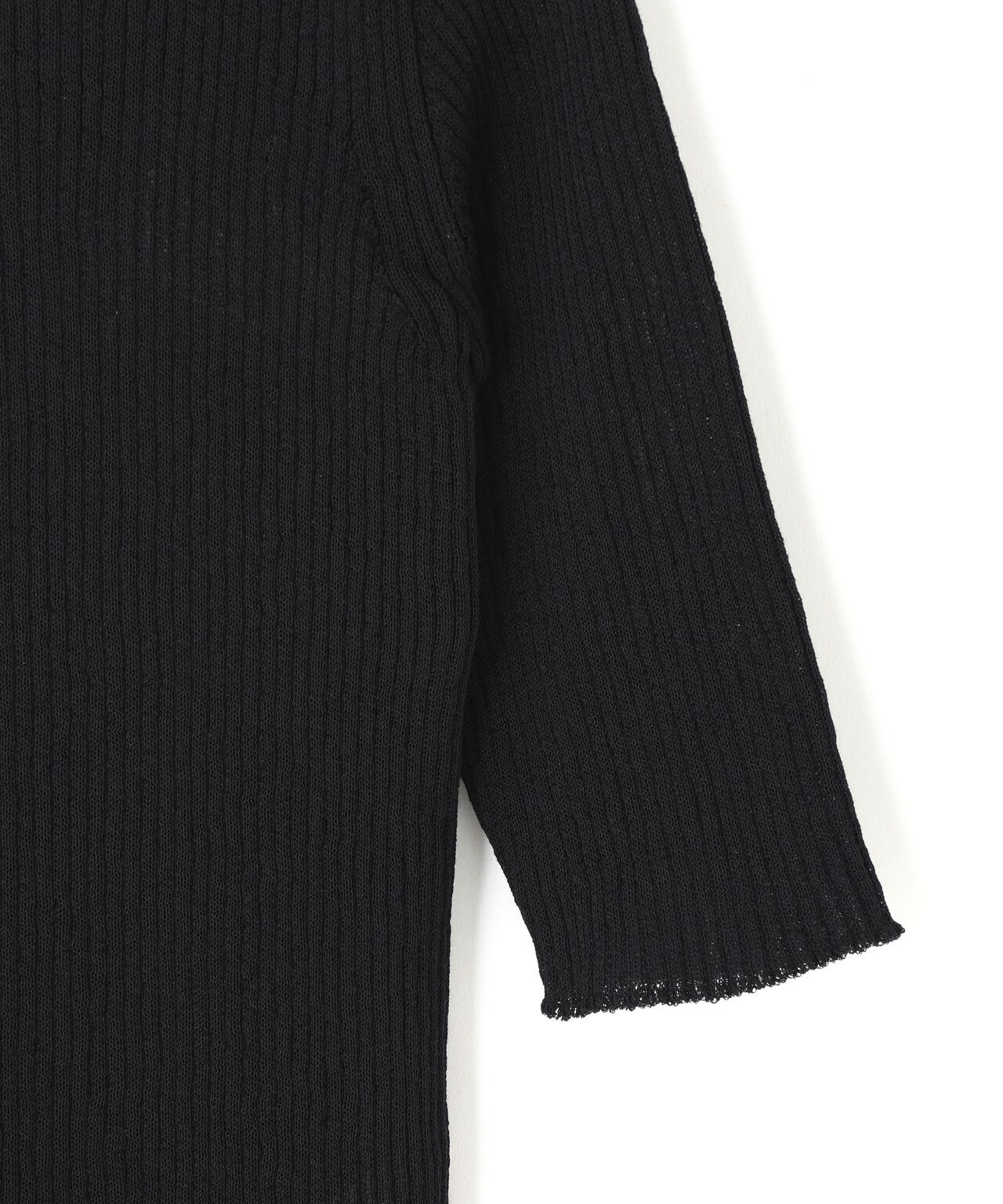 IRENISA / HALF-SLEEVED RIB KNIT PULLOVER