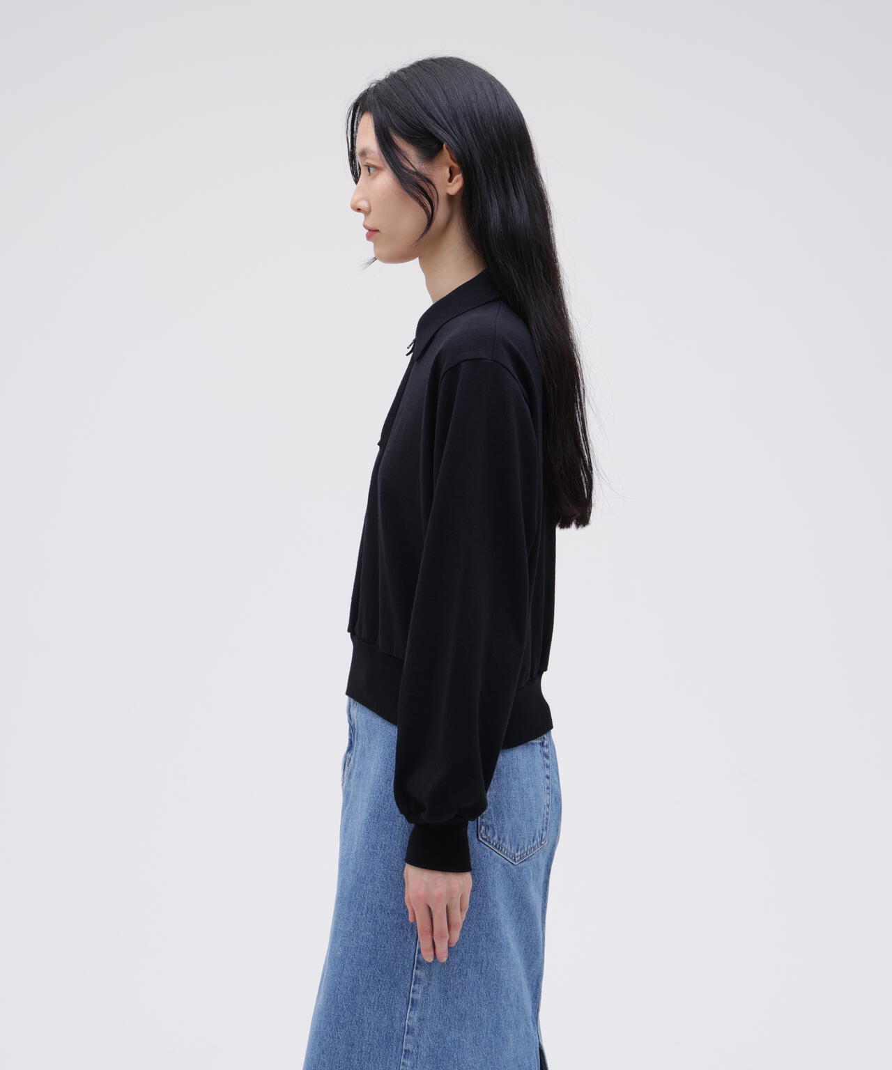 blurhms / COTTON SILK NEP HARF-ZIP PULLOVER