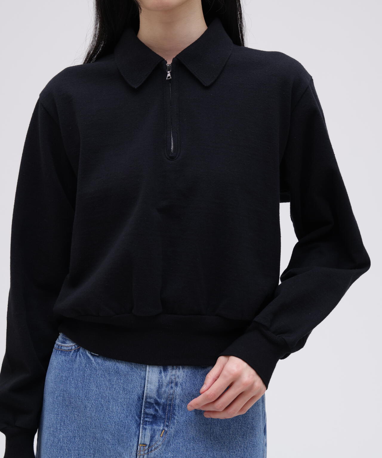 blurhms / COTTON SILK NEP HARF-ZIP PULLOVER