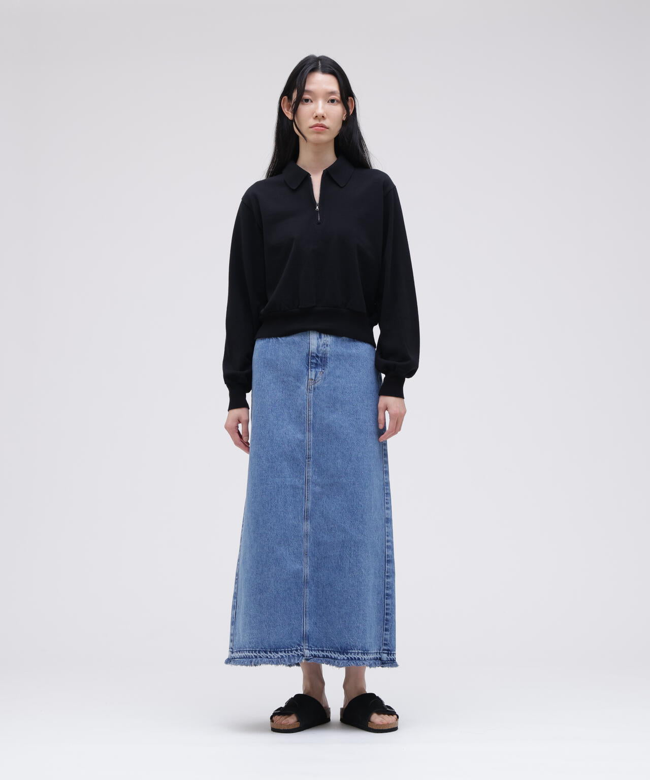 blurhms / COTTON SILK NEP HARF-ZIP PULLOVER