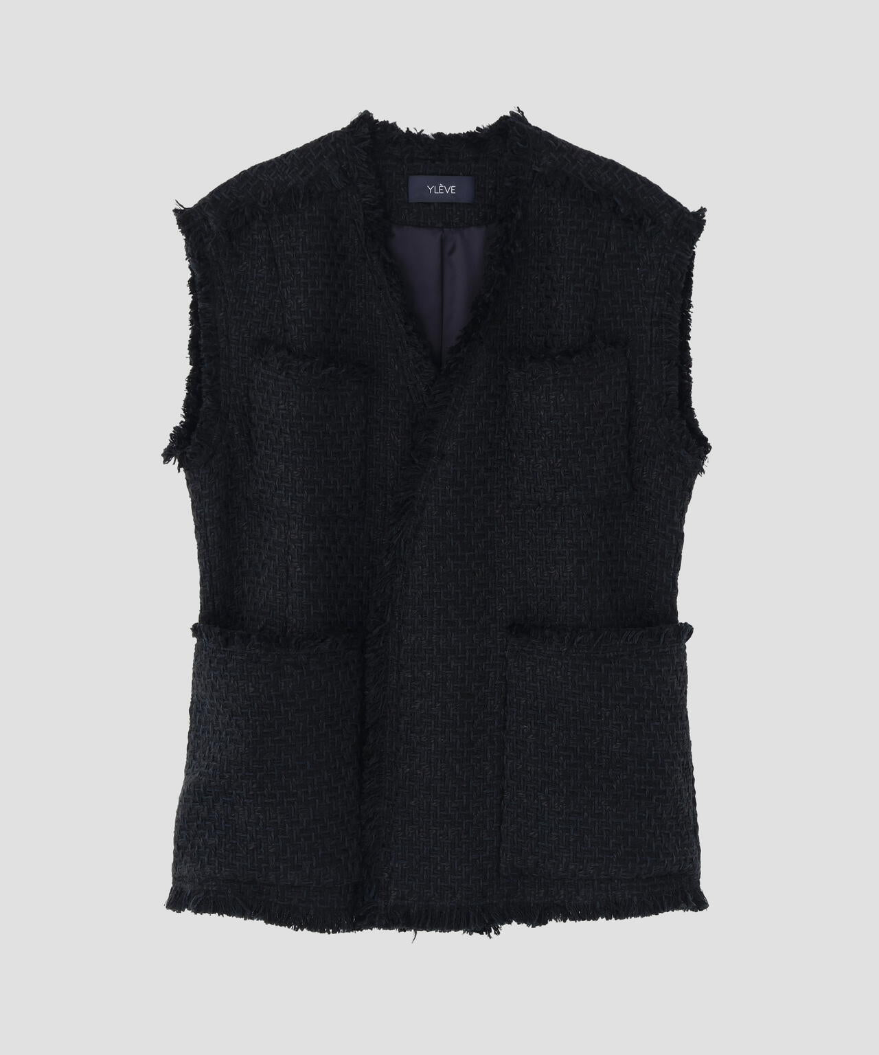 YLEVE / COTTON LINEN TWEED NO SLEEVE JACKET