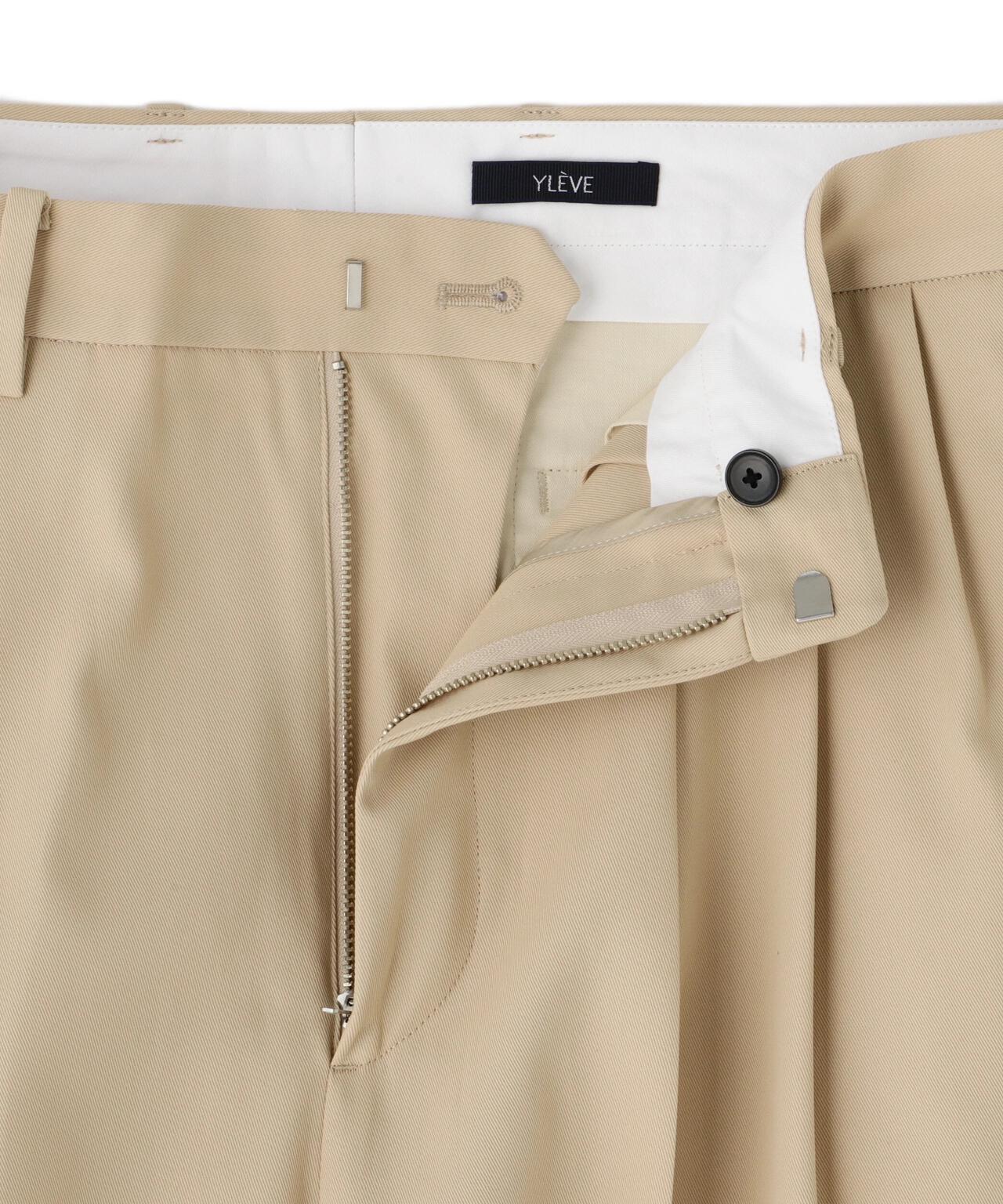 YLEVE / HIGH TWISTED COTTON GABA TROUSERS