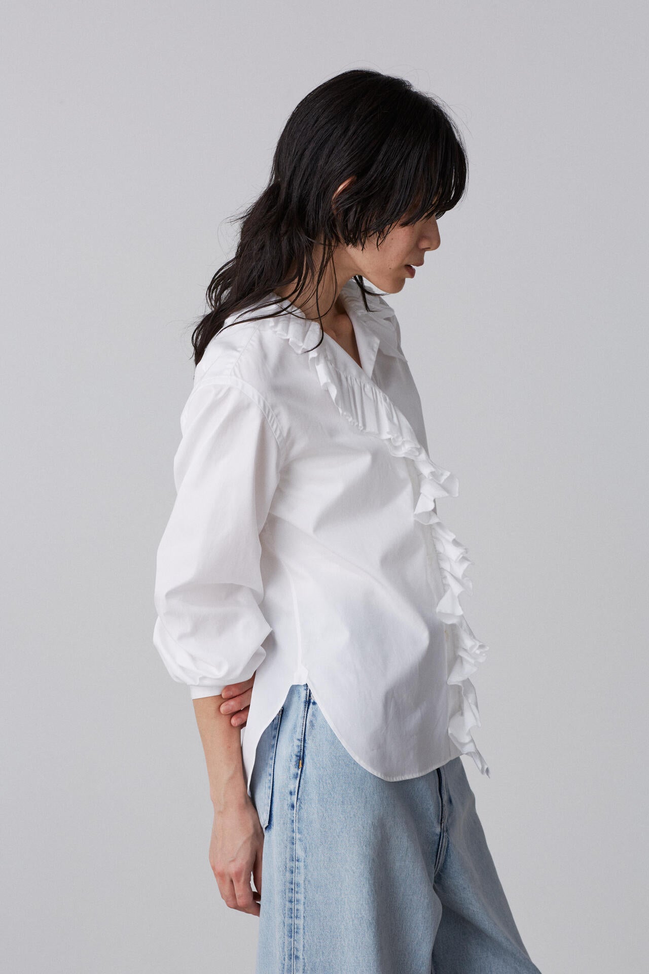 YLEVE / BOURRIENNE  COTTON TYPEWRITER RUFFLE BLOUSE