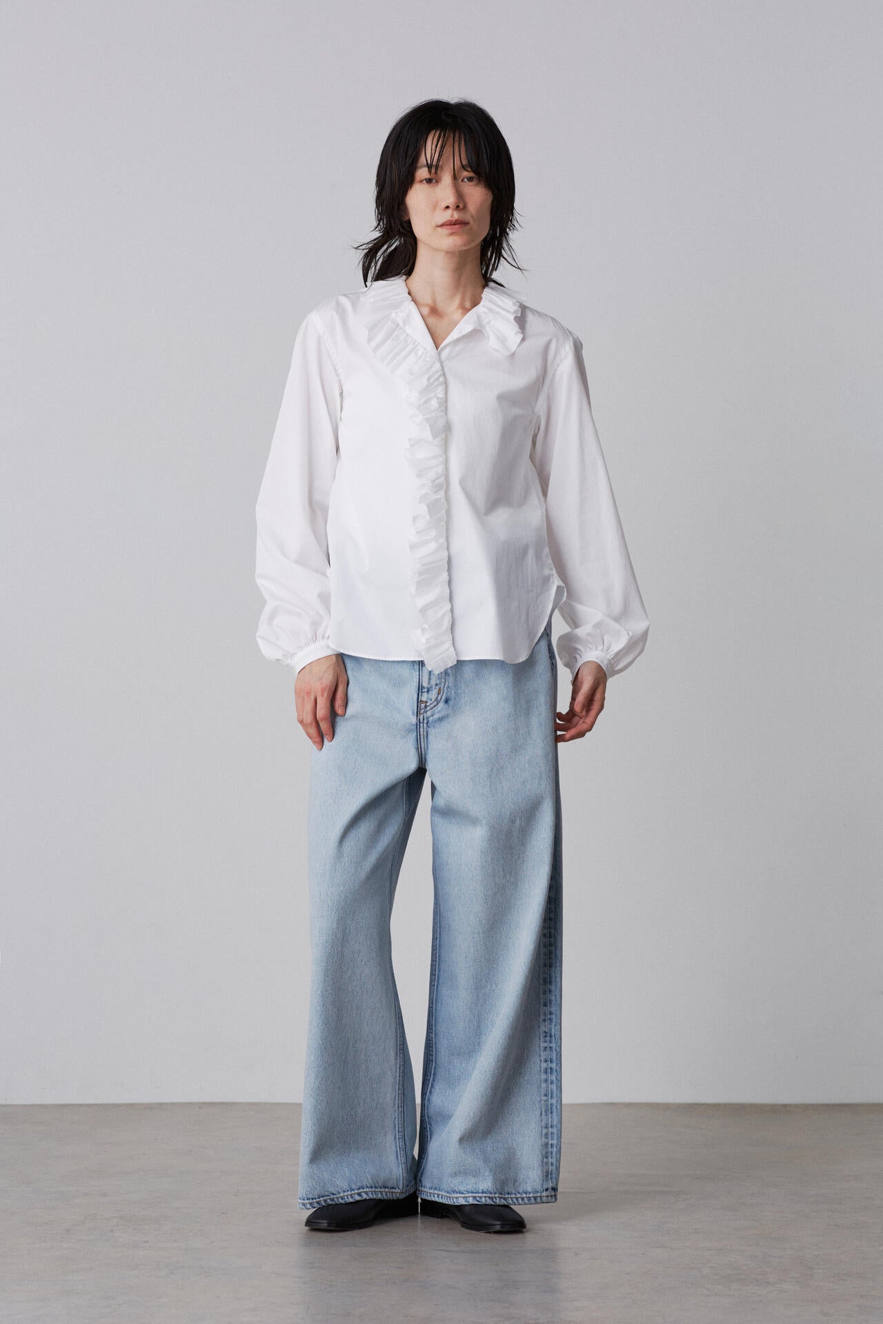 YLEVE / BOURRIENNE  COTTON TYPEWRITER RUFFLE BLOUSE