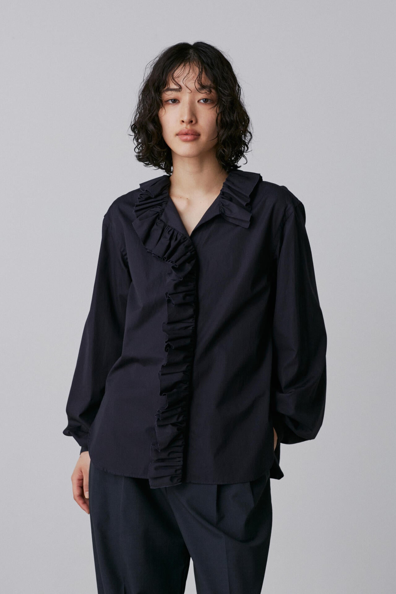 YLEVE / BOURRIENNE  COTTON TYPEWRITER RUFFLE BLOUSE