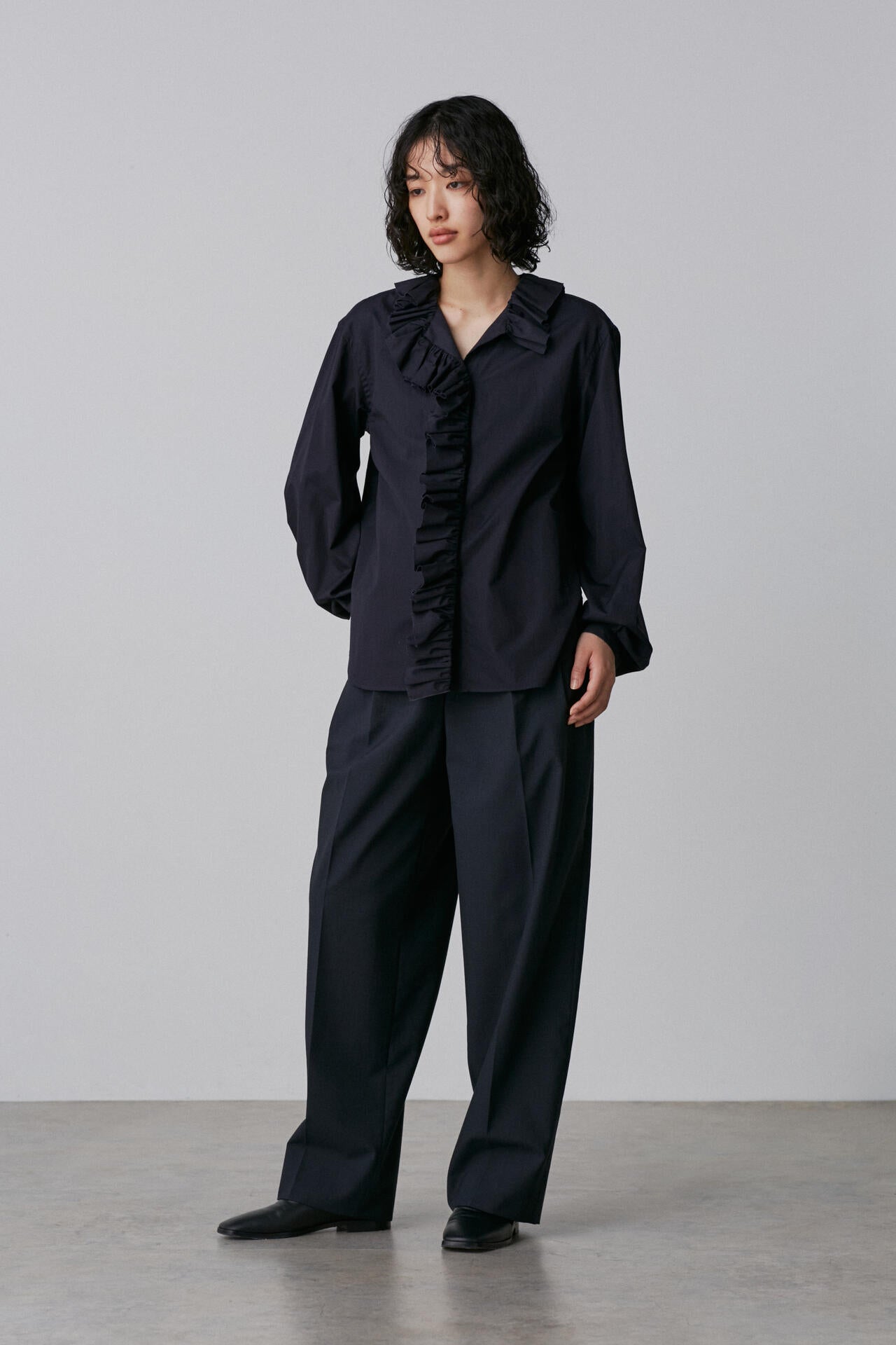 YLEVE / BOURRIENNE  COTTON TYPEWRITER RUFFLE BLOUSE