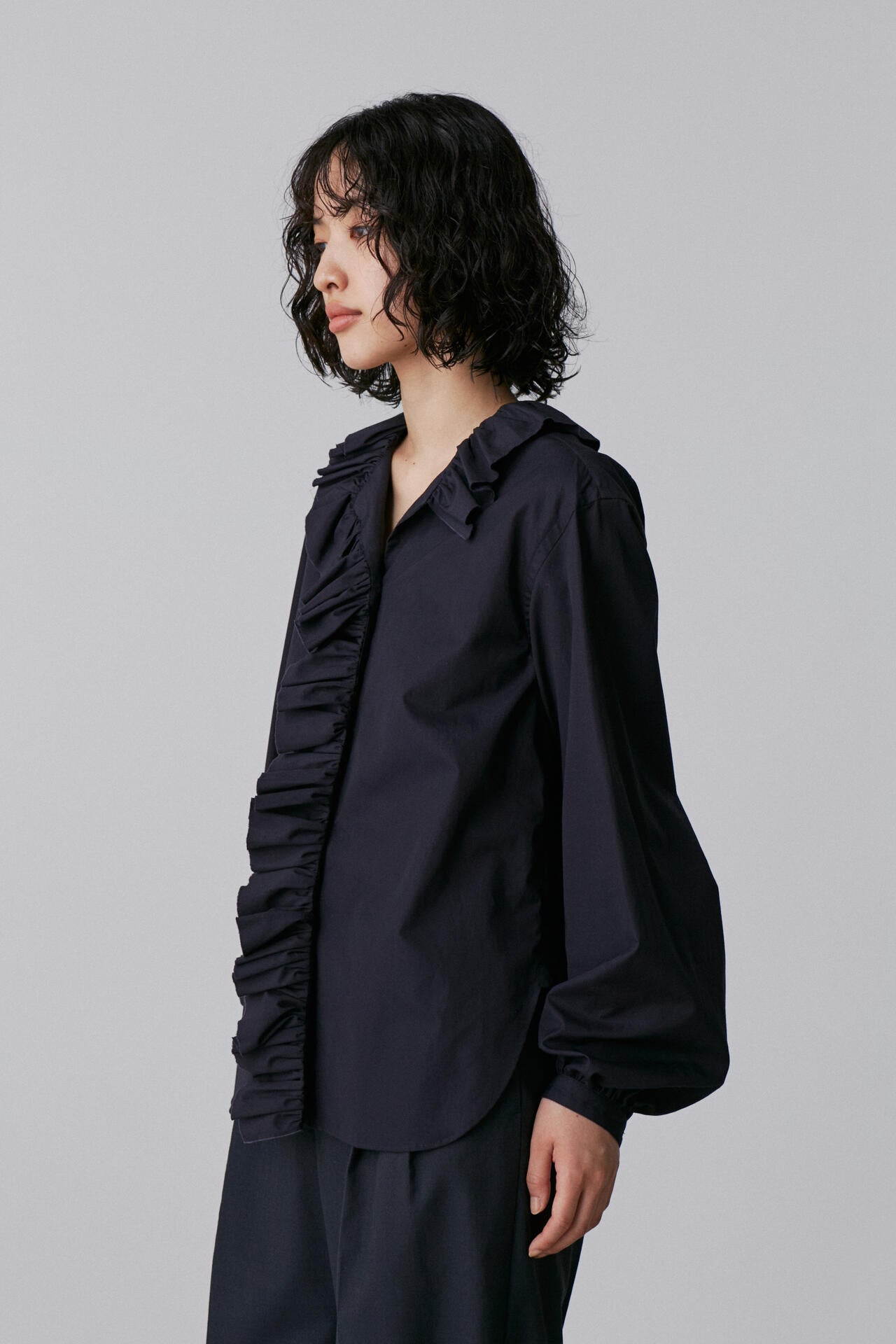 YLEVE / BOURRIENNE  COTTON TYPEWRITER RUFFLE BLOUSE