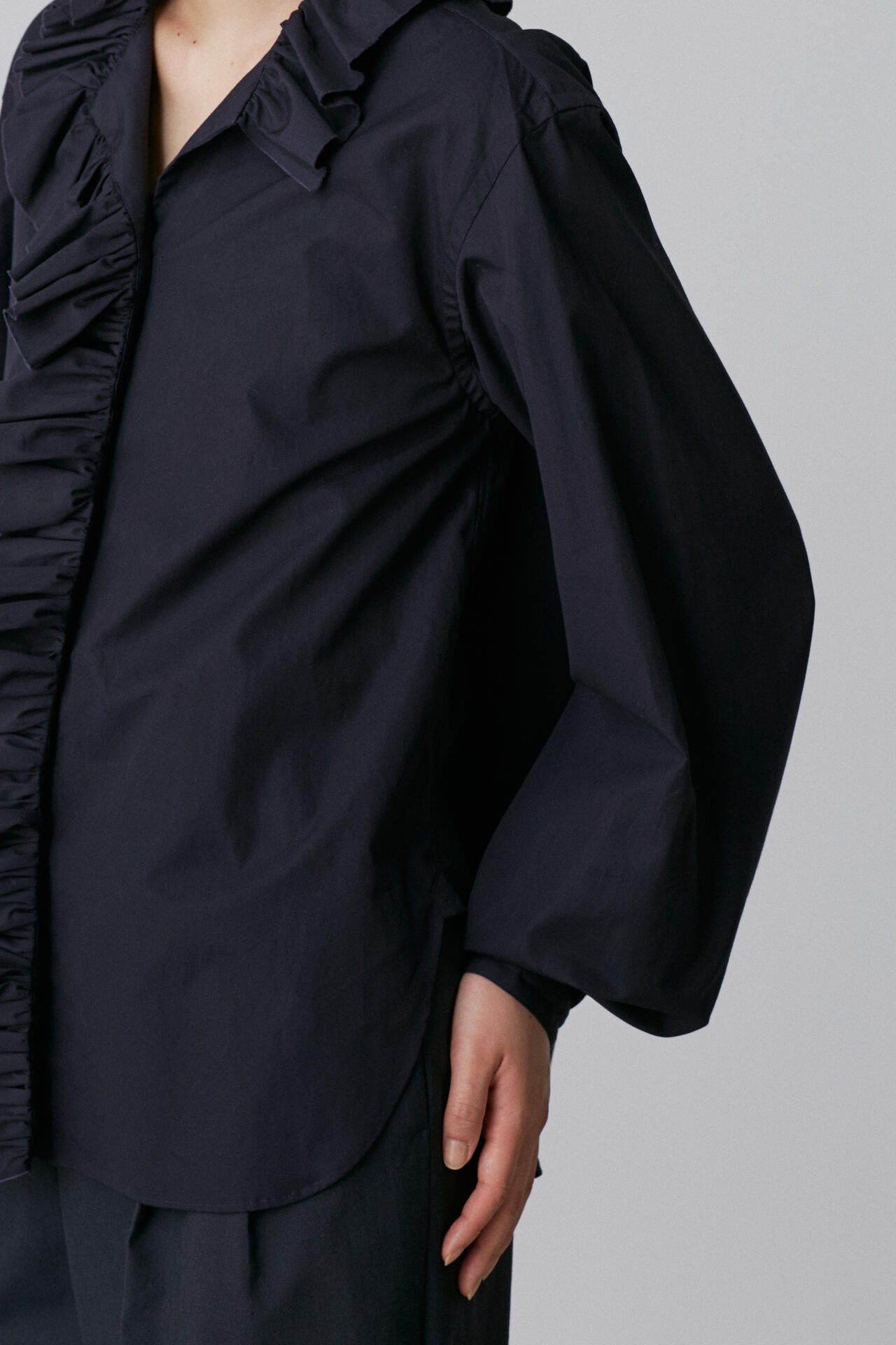 YLEVE / BOURRIENNE  COTTON TYPEWRITER RUFFLE BLOUSE
