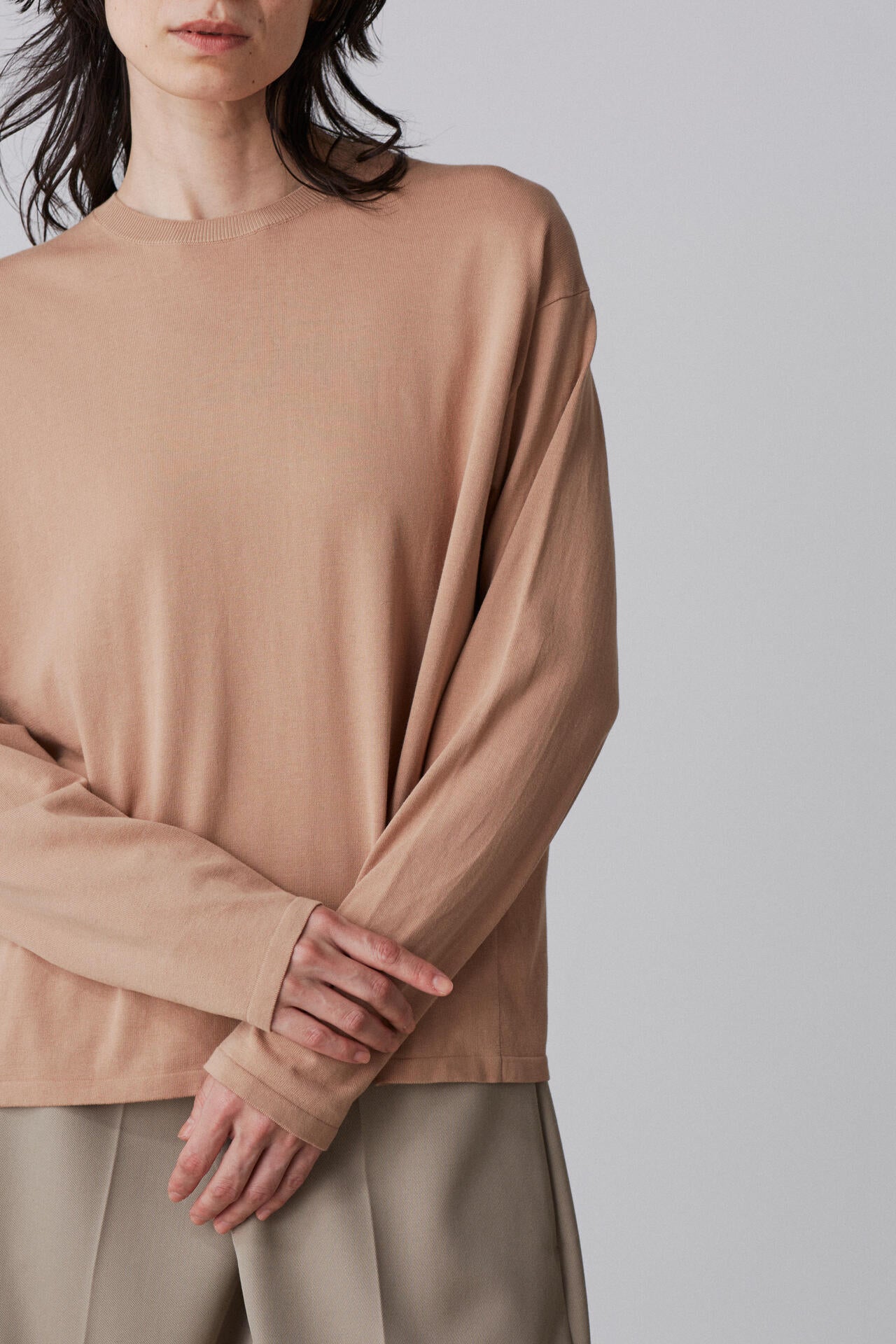 YLEVE / GAS SINGEING COTTON KNIT PULL OVER