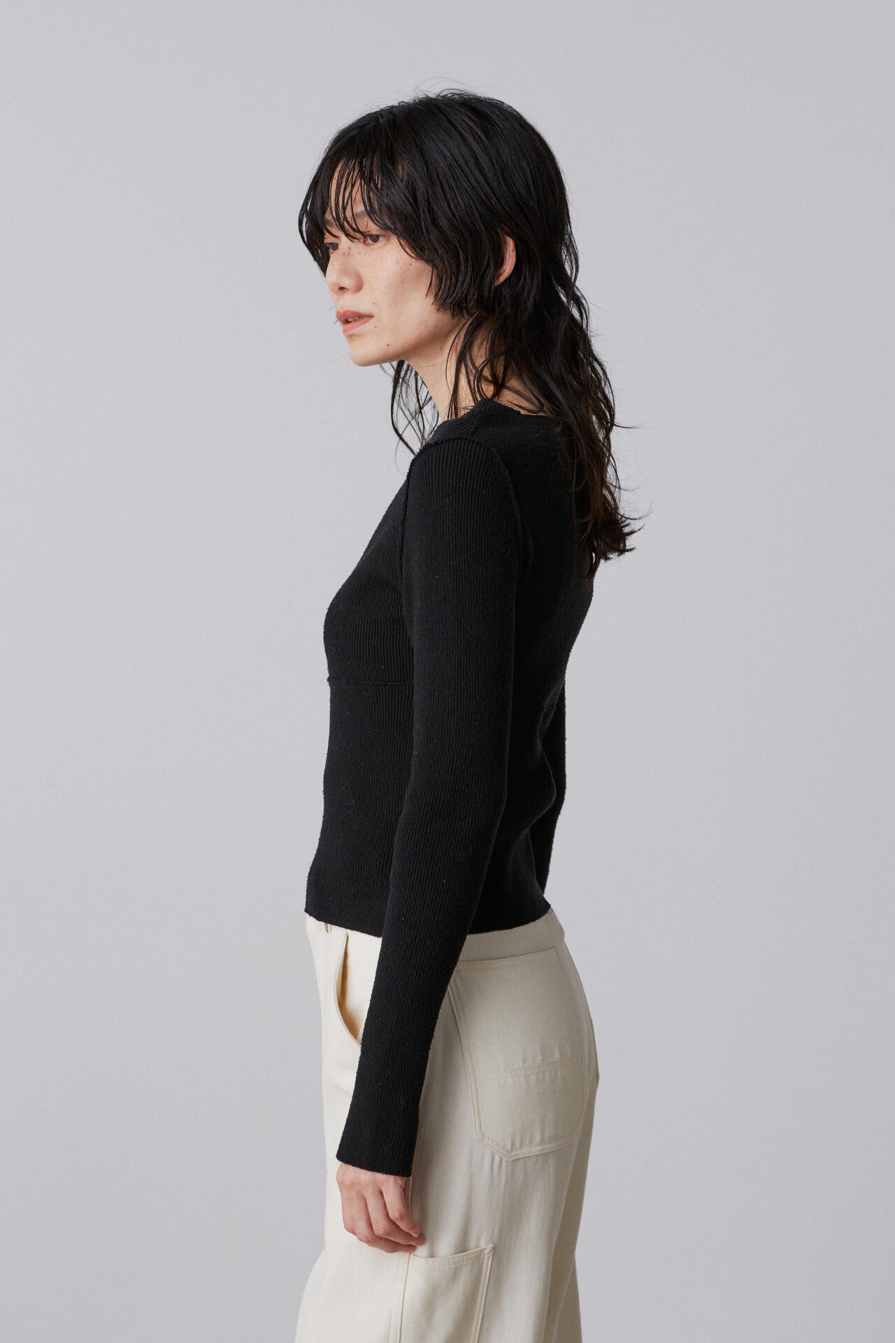 YLEVE / RAW SILK NEP KNIT PULL OVER