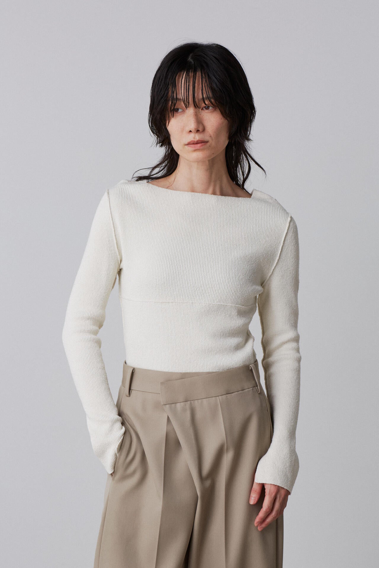 YLEVE / RAW SILK NEP KNIT PULL OVER