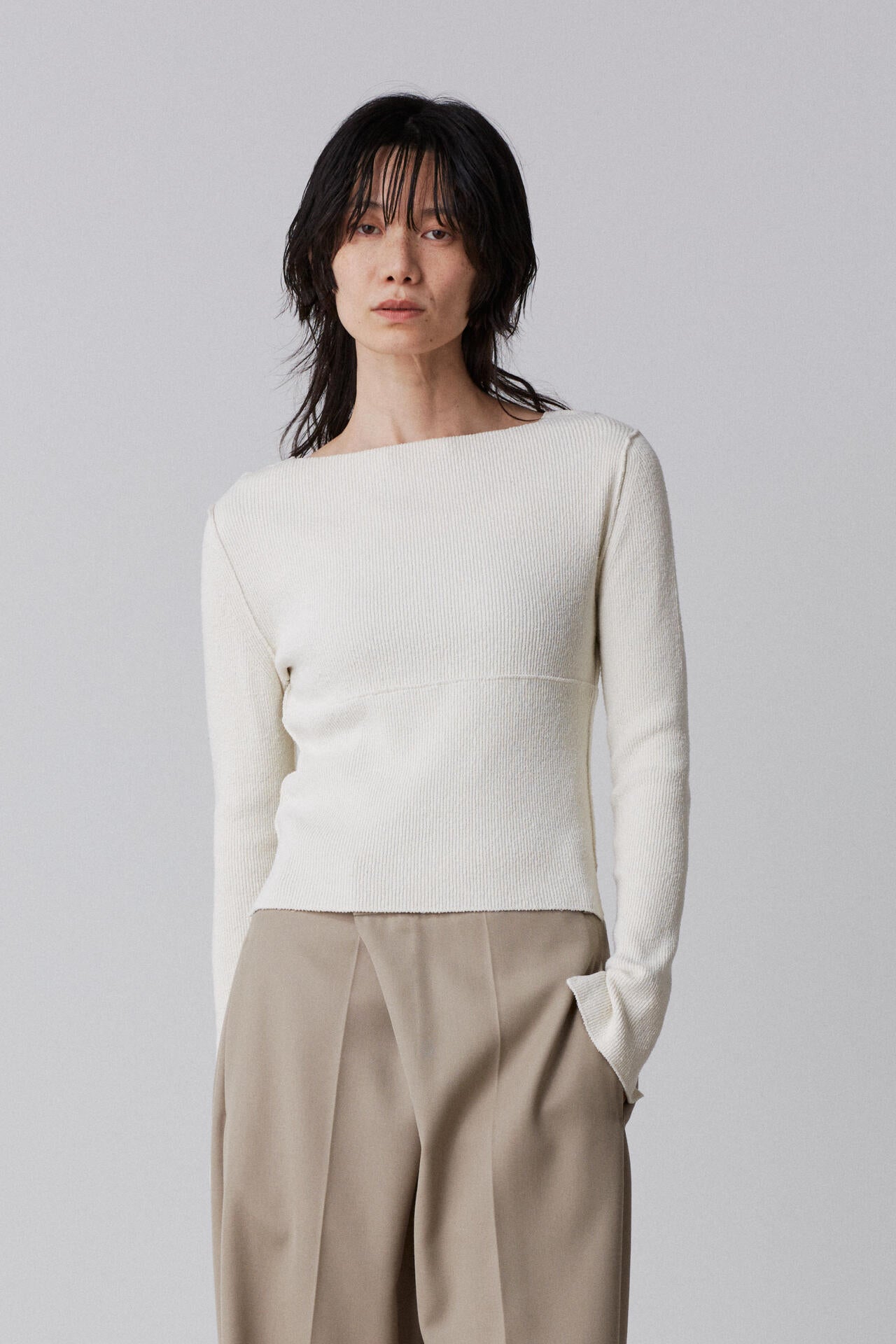 YLEVE / RAW SILK NEP KNIT PULL OVER