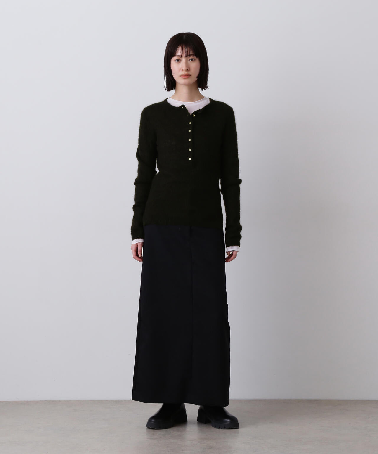 YLEVE / FAIRY ALPACA KNIT HENLY NECK