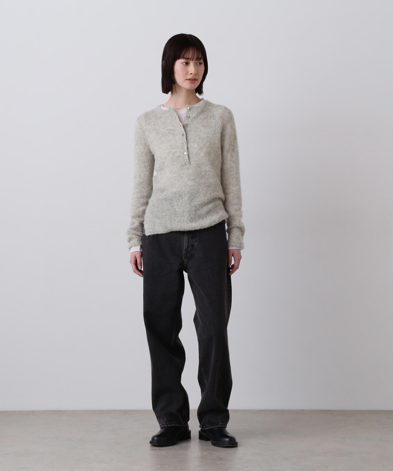 YLEVE / FAIRY ALPACA KNIT HENLY NECK